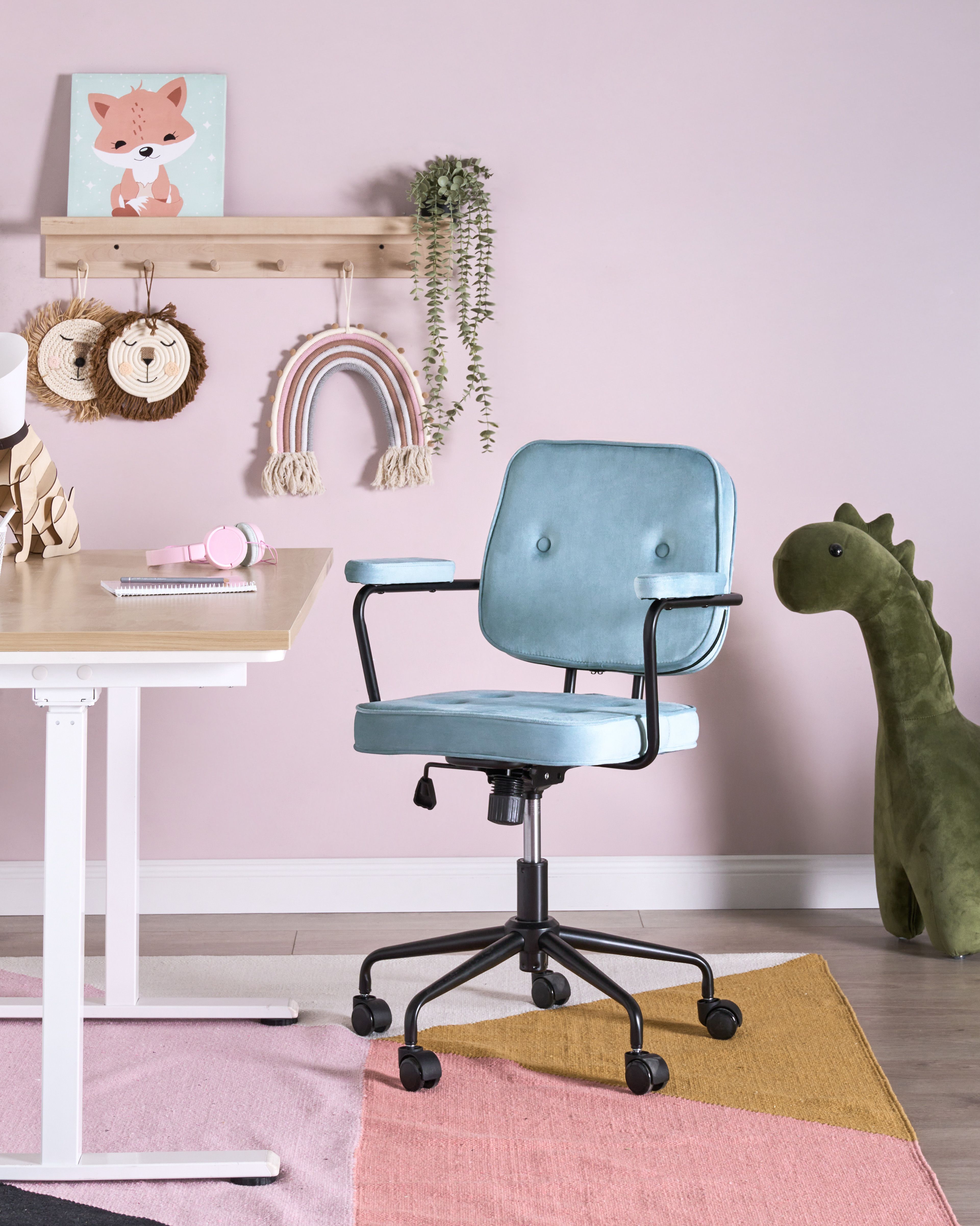 Desk Chair PAWNEE Velvet Light Blue