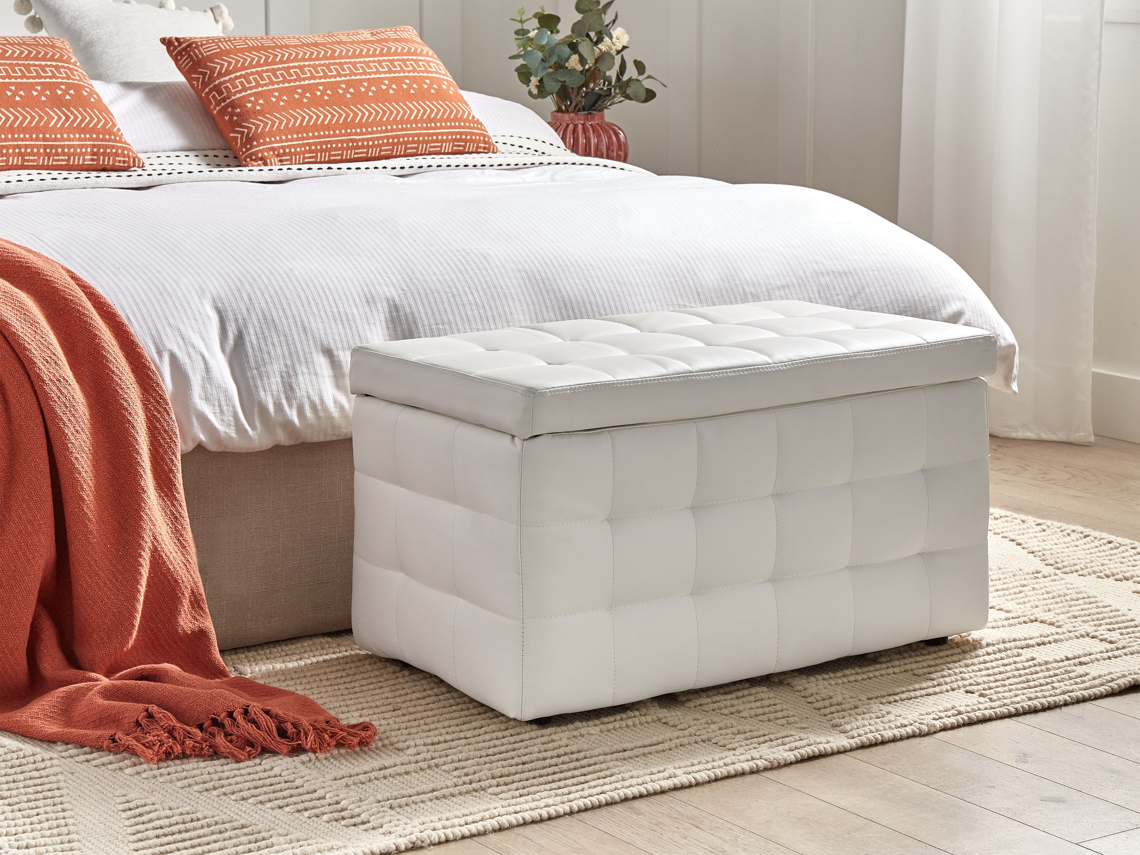 Storage Ottoman MICHIGAN Faux Leather White