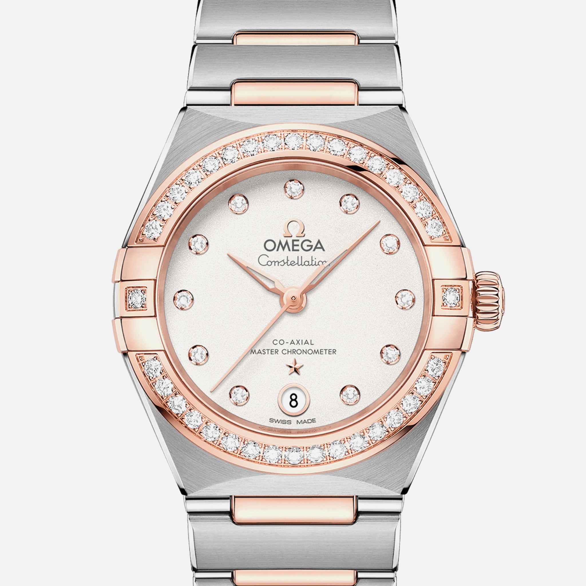 Constellation Co-Axial Master Chronometer 29mm Sedna Gold Two-Tone With Diamond-Set Bezel(1:1 replica) - Elite Watch Atelier