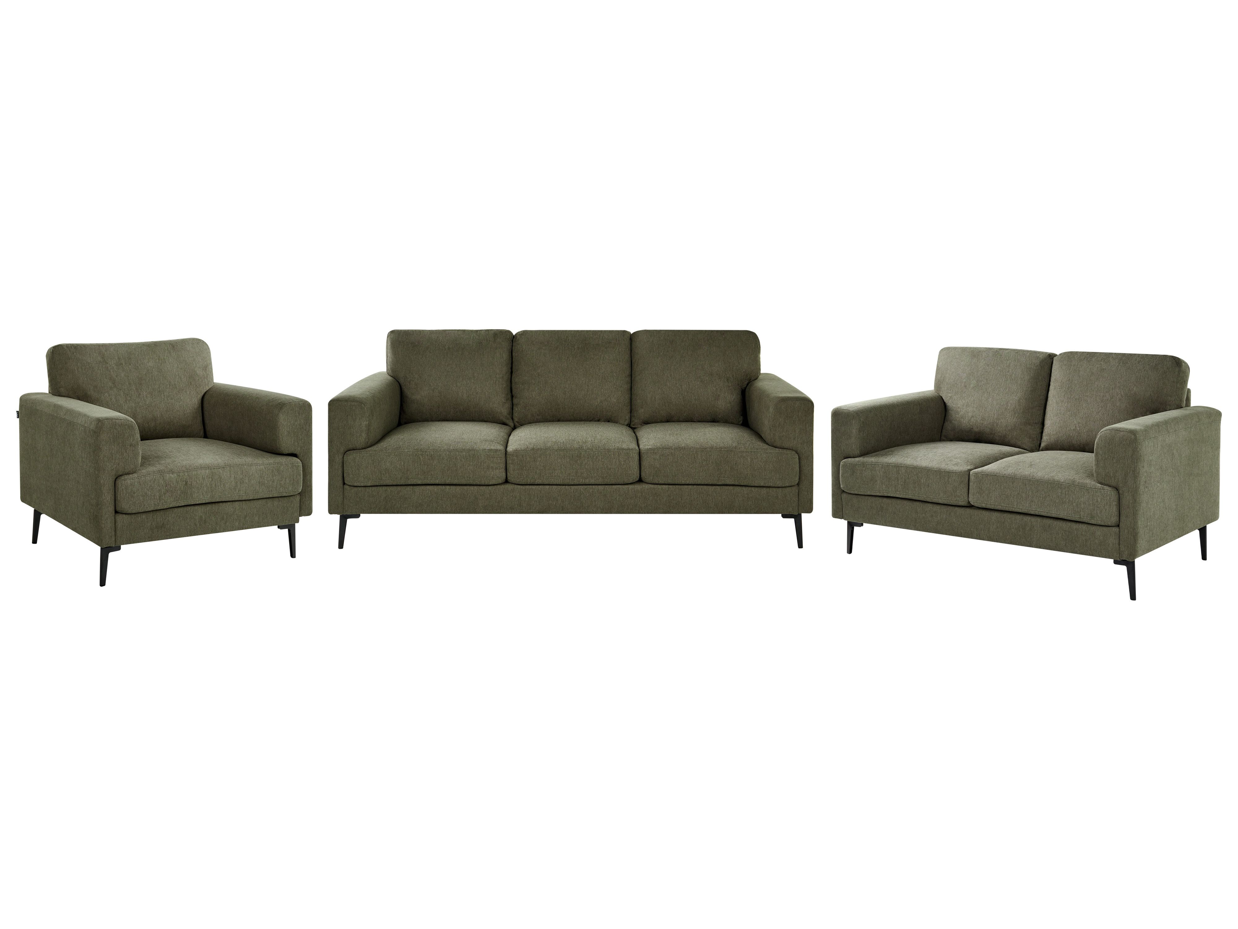 Living Room Set 6 Seater LOUSTO Fabric Green