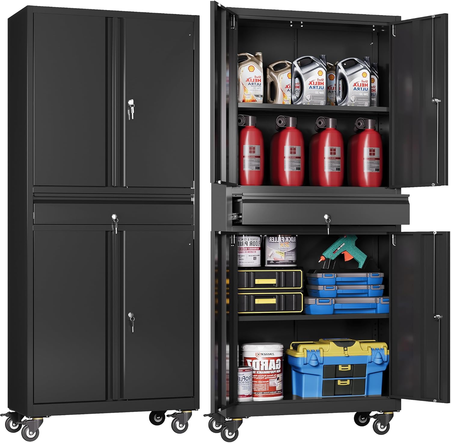DEVAISE Metal Garage Storage Cabinet with Locking Doors and Drawer,71