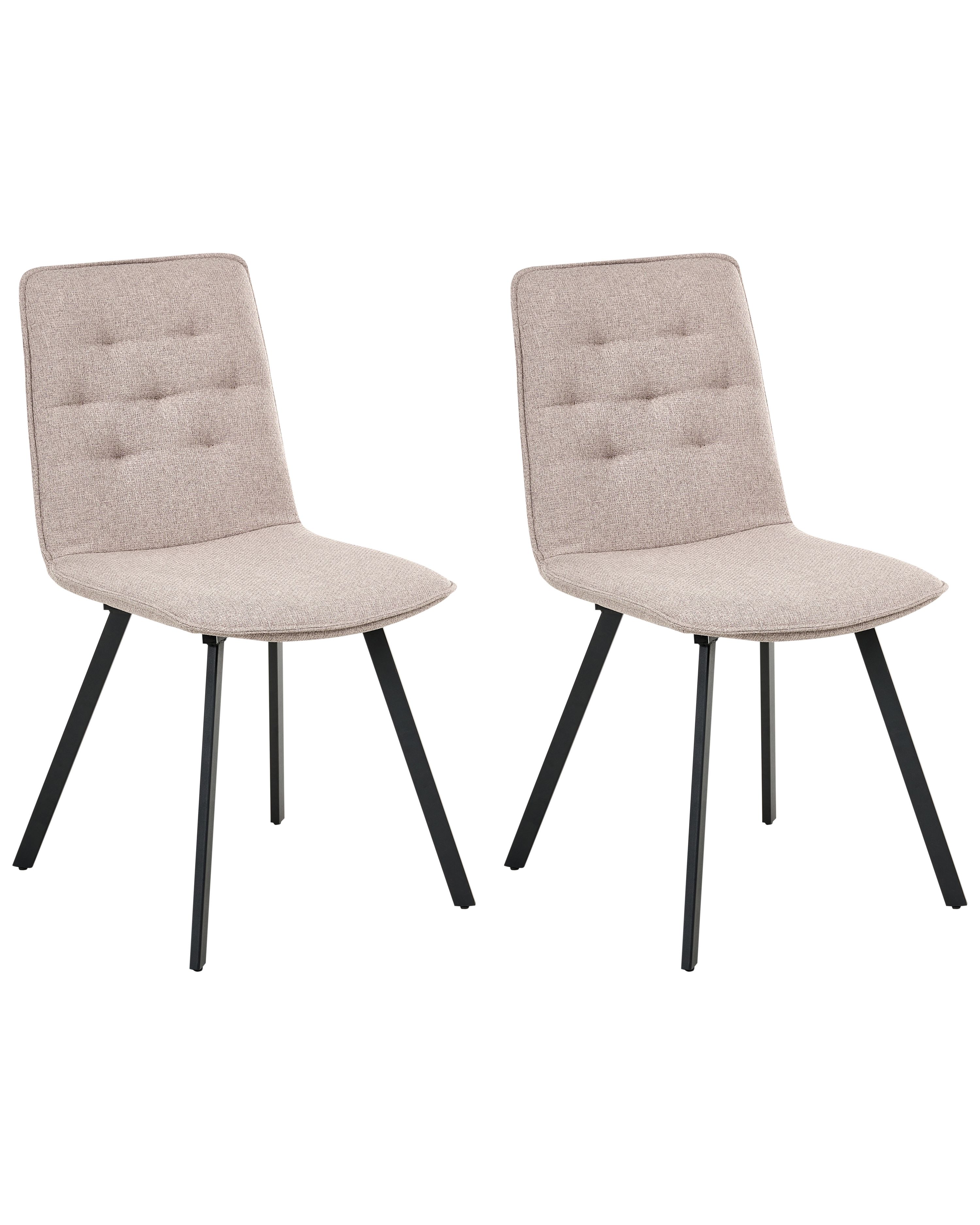 Set of 2 Dining Chairs CARVER Fabric Light Brown