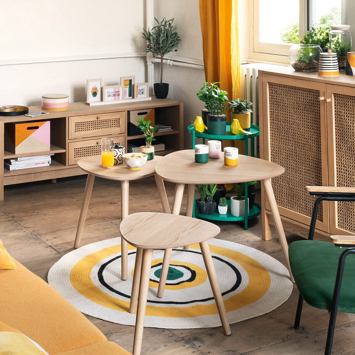 Nesting tables "Mileo" Natural wood, L.39/47/60 cm