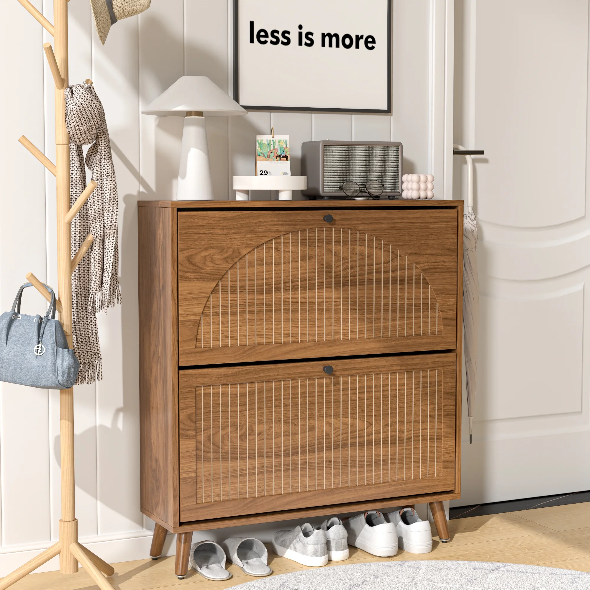 Shoe Storage Cabinet with 2 Flip Drawers, Modern Shoe Cabinet Storage for Entryway, Entryway Shoe Storage - Image 6