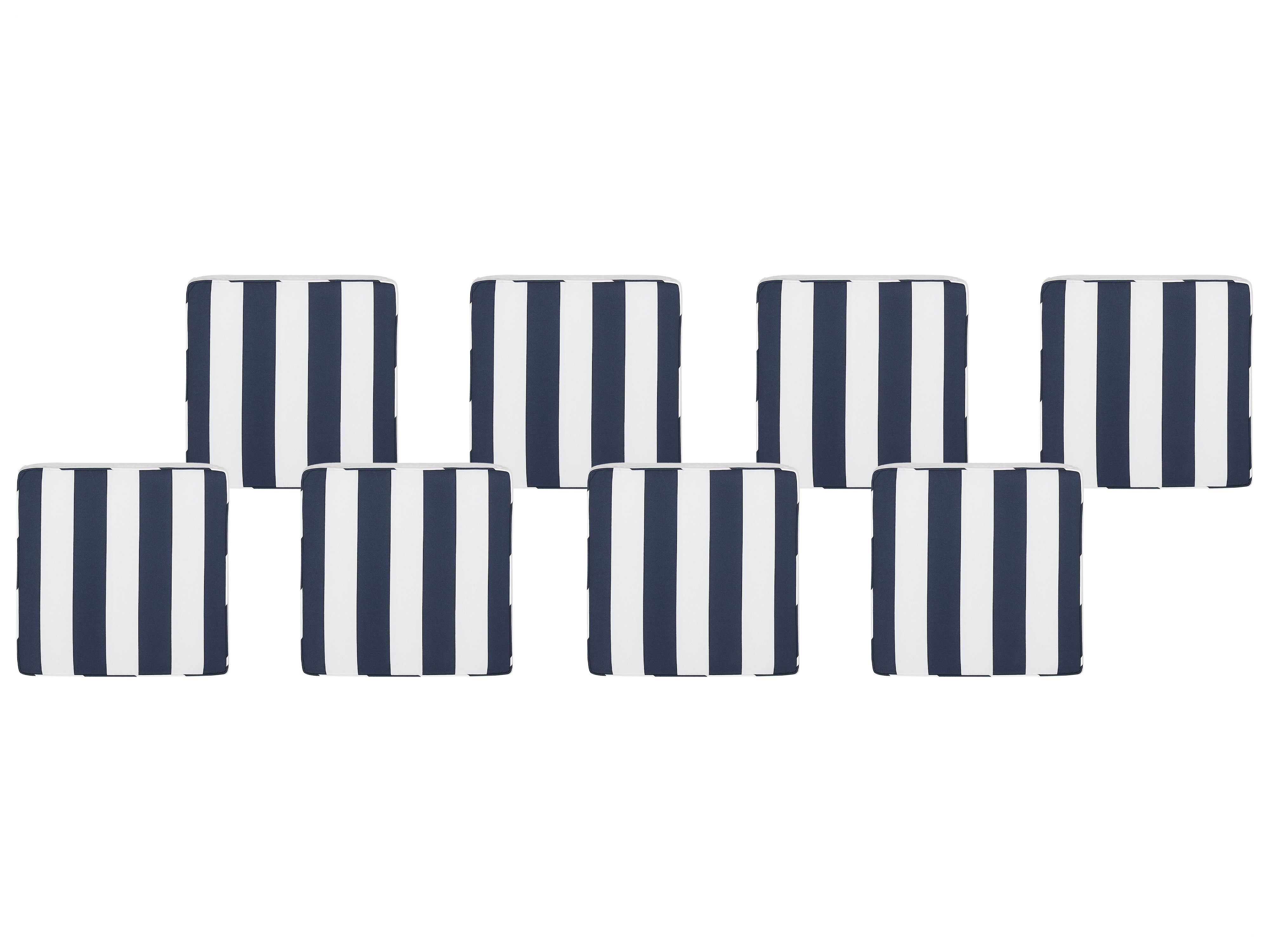Set of 8 Garden Chair Cushions SASSARI 46 x 46 cm Navy Blue