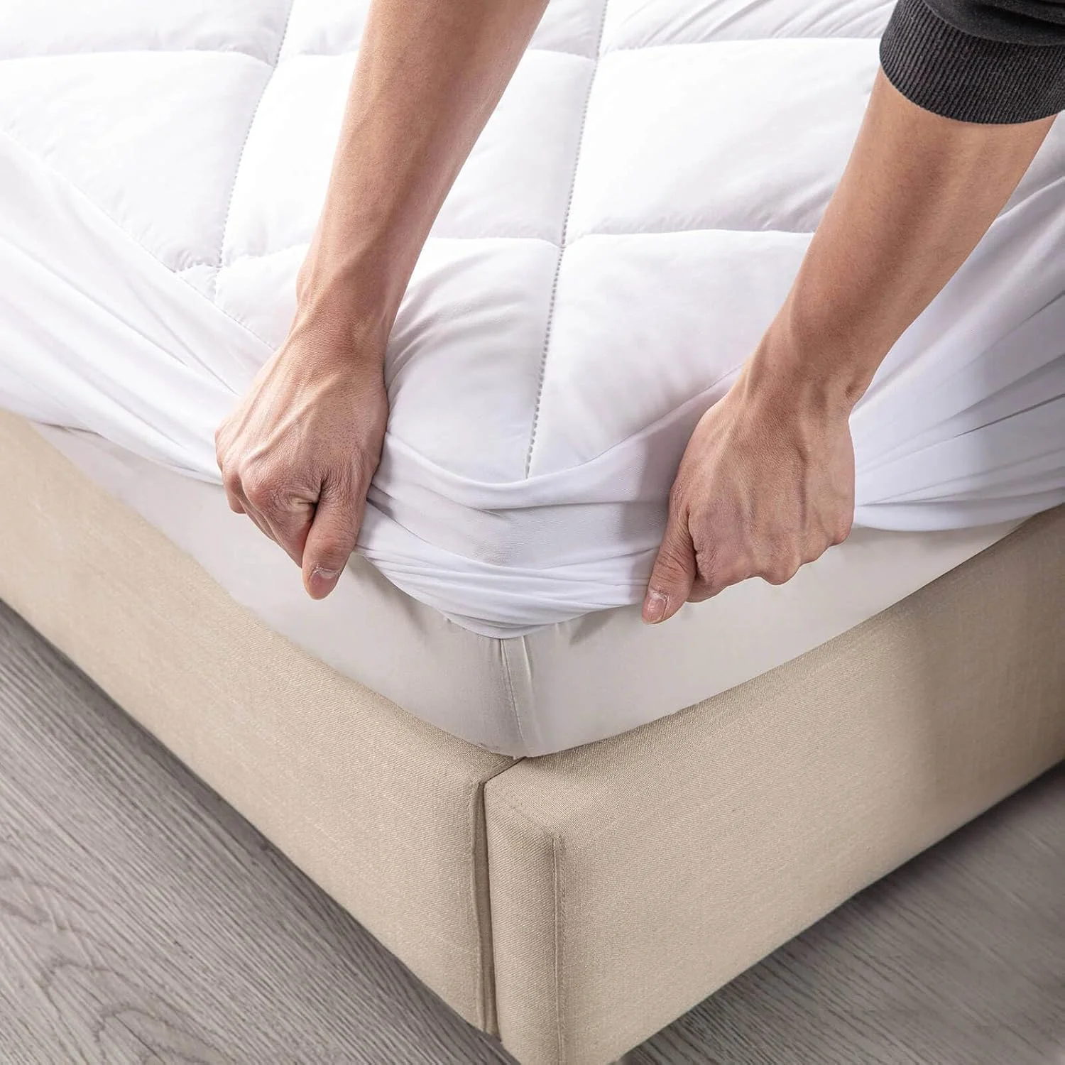 Split King Mattress Topper for Adjustable Bed Fluffy Matress Cover Quilted Fitted Mattress Pad with Elastic Pocket - Image 4