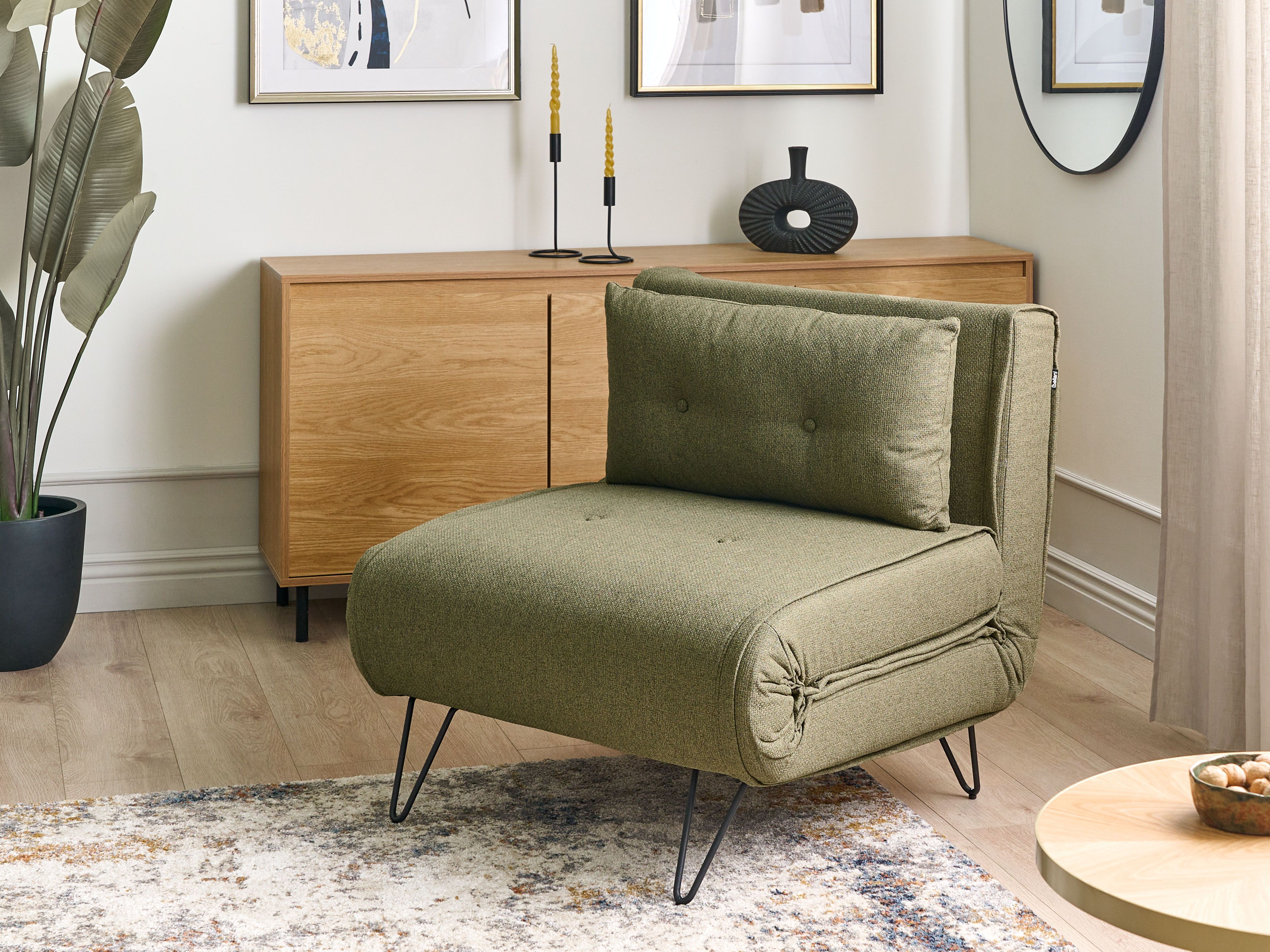 Single Sofa Bed VESTFOLD Fabric Olive Green
