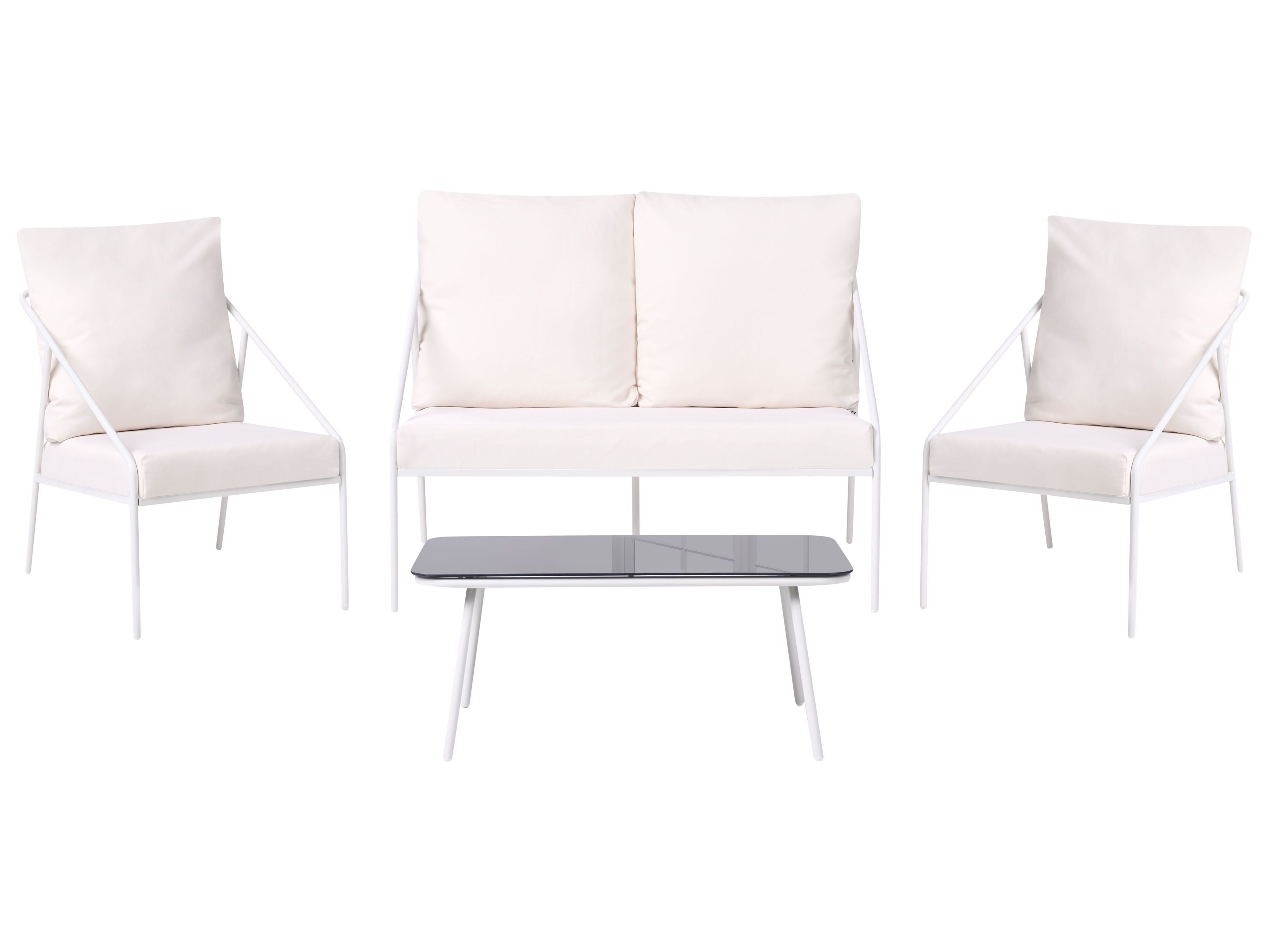 Garden Lounge Set with Table 4 Seater USTICA Metal White
