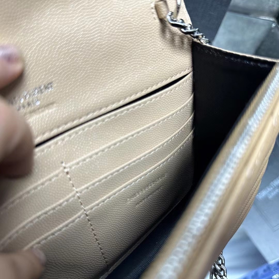 YSL Chain Shoulder Bag  - Beige Leather & Silver Hardware1:1High-quality replica