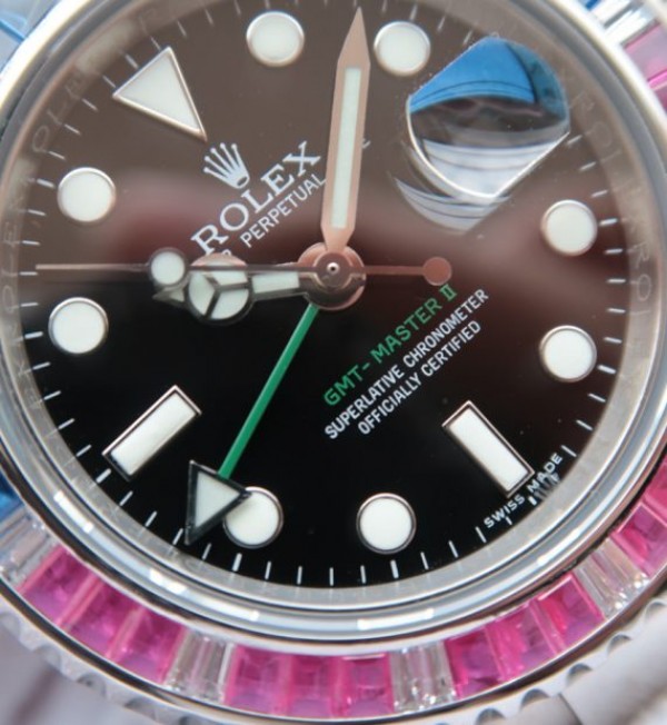 Replica Rolex GMT-Master II 116759 Black Dial Blue/White Bezel S2836 - Elite Watch Atelier