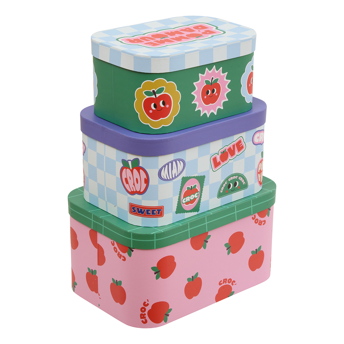 Set of 3 storage boxes "Pomme d'amour" Atmosphera x Cha Cha Pop