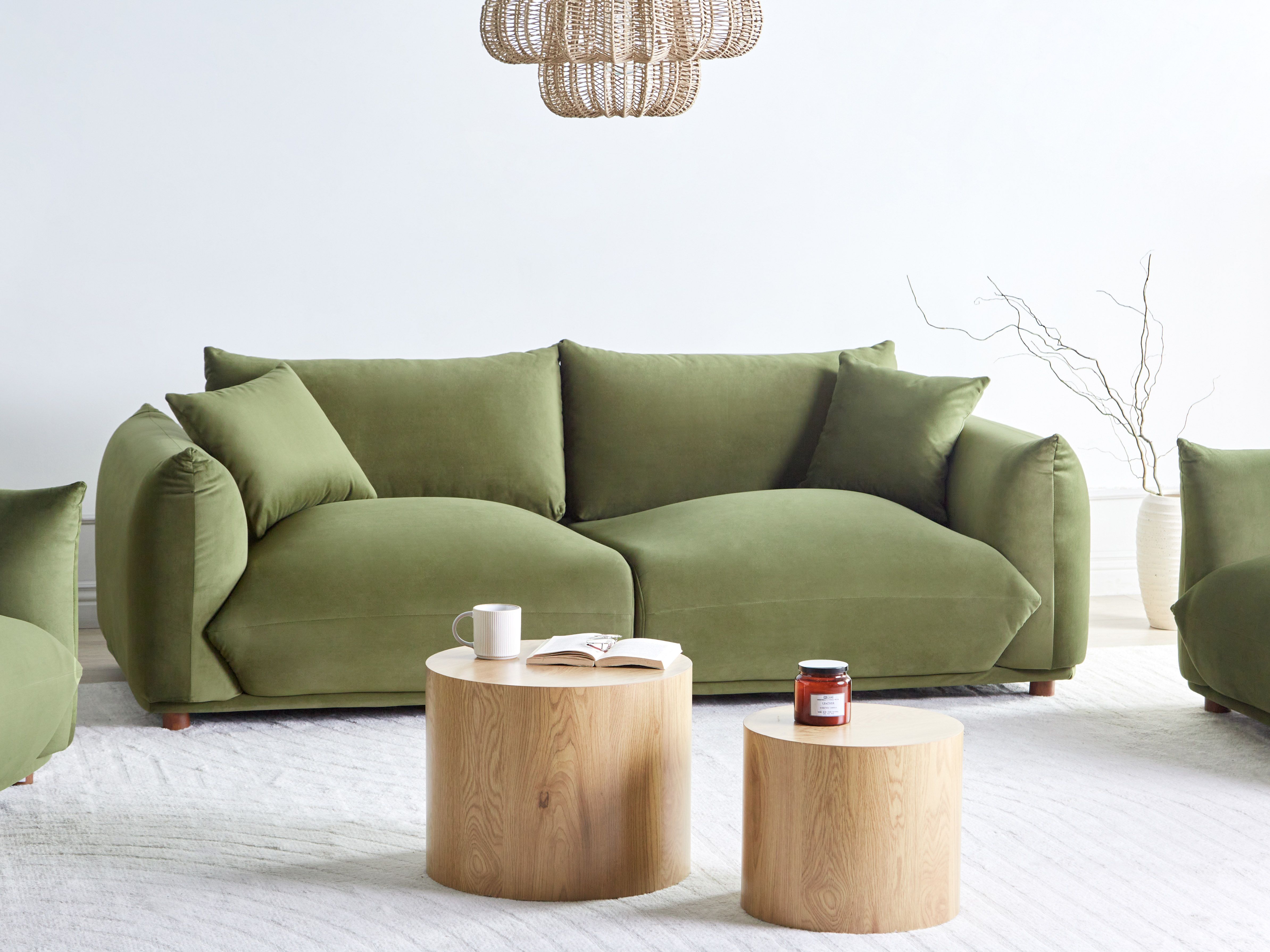Sofa 3 Seater LUVOS Velvet Green