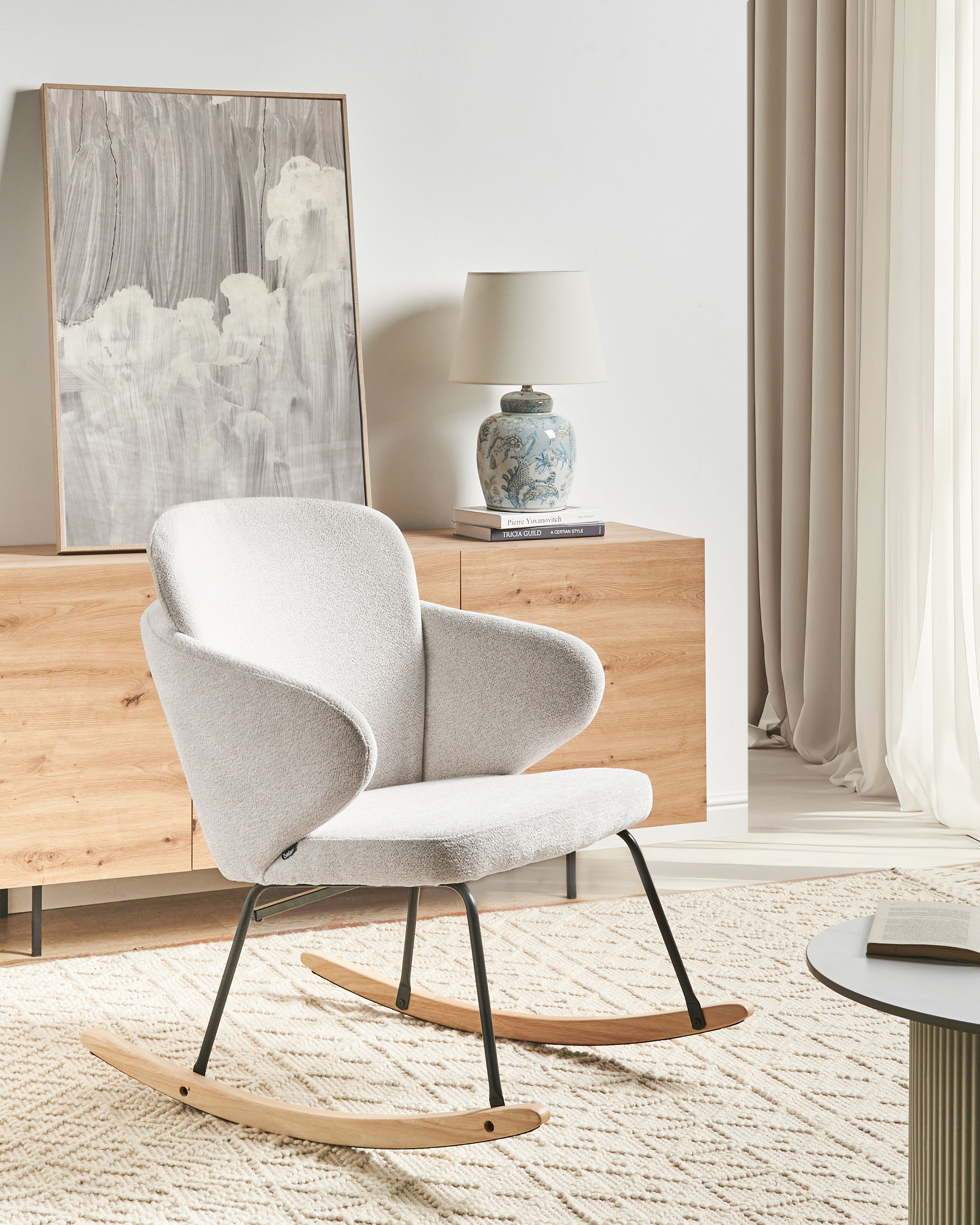 Rocking Chair VIKEN Fabric Off-White