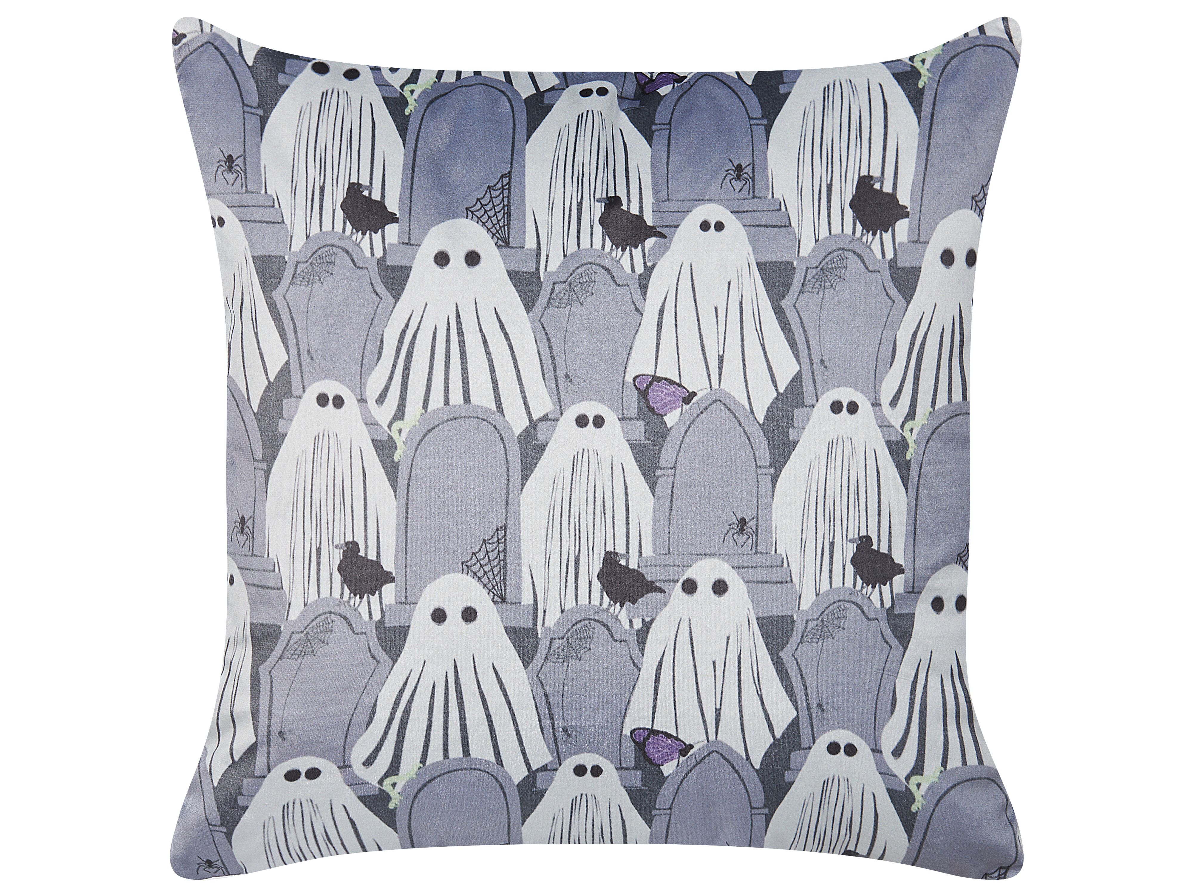 Throw Cushion FANATE Velvet 45 x 45 cm Grey Abstract Pattern