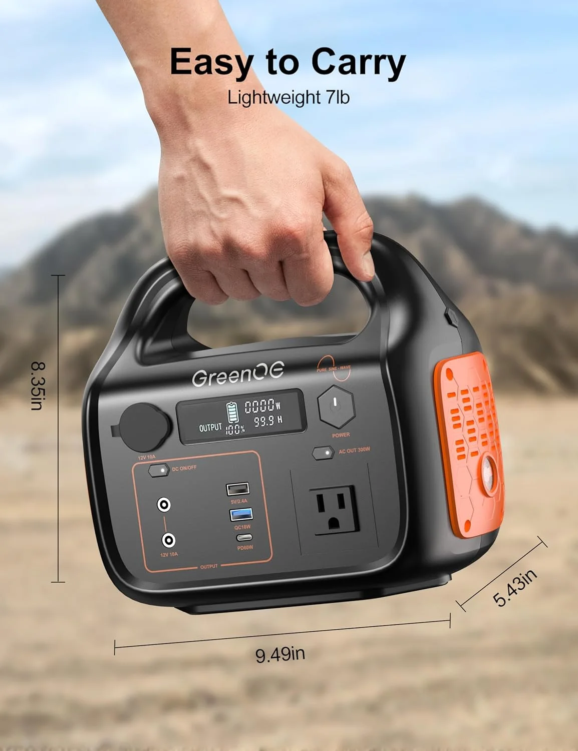 GreenOE Portable Power Station 1000W 1024Wh Solar Powered Generator with 100W Solar Panel, Camping Power Bank for Outdoors Travel Hunting Home Lithium Battery Backup - Image 14