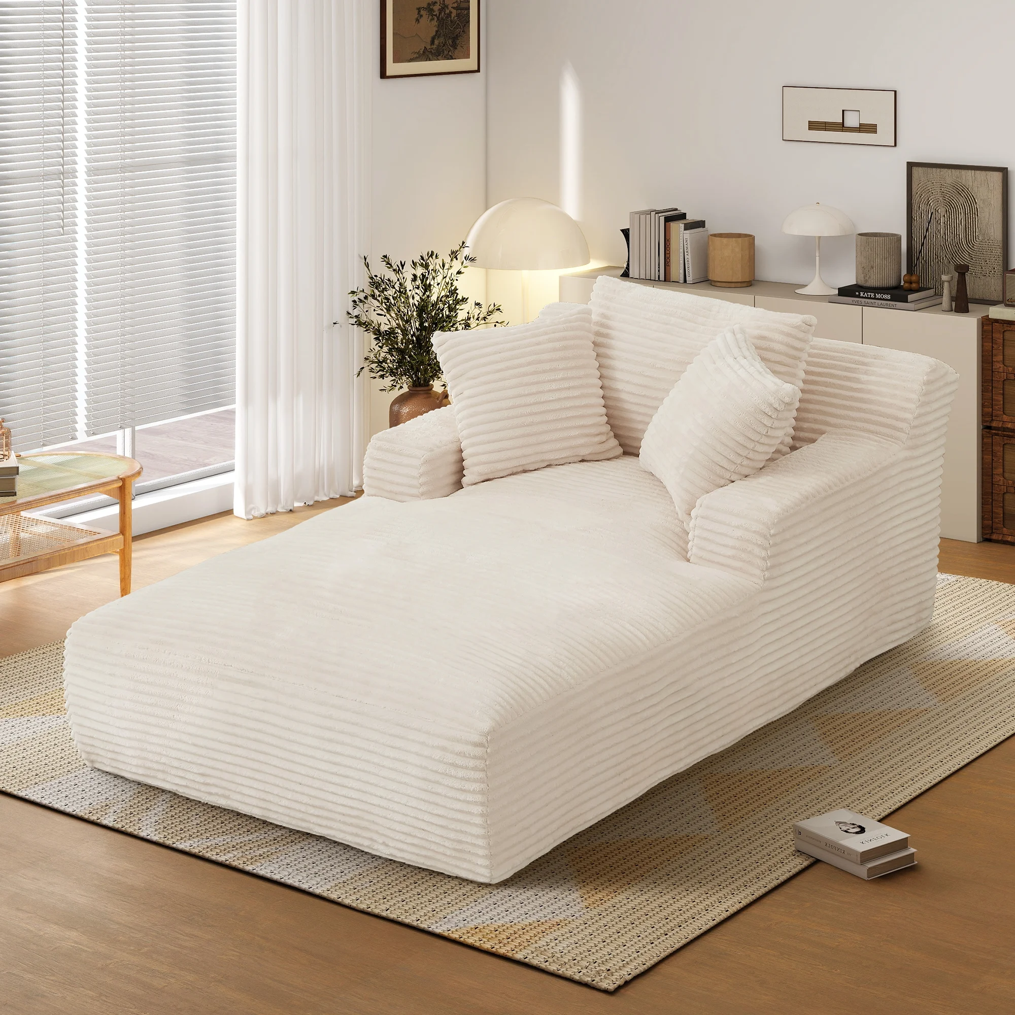 Aukfa 78.7" Extra Long Chaise Lounge Sofa, Oversized Upholstered Couch with 3 Pillows for Indoor Living Room/Bedroom,Orange - Image 35