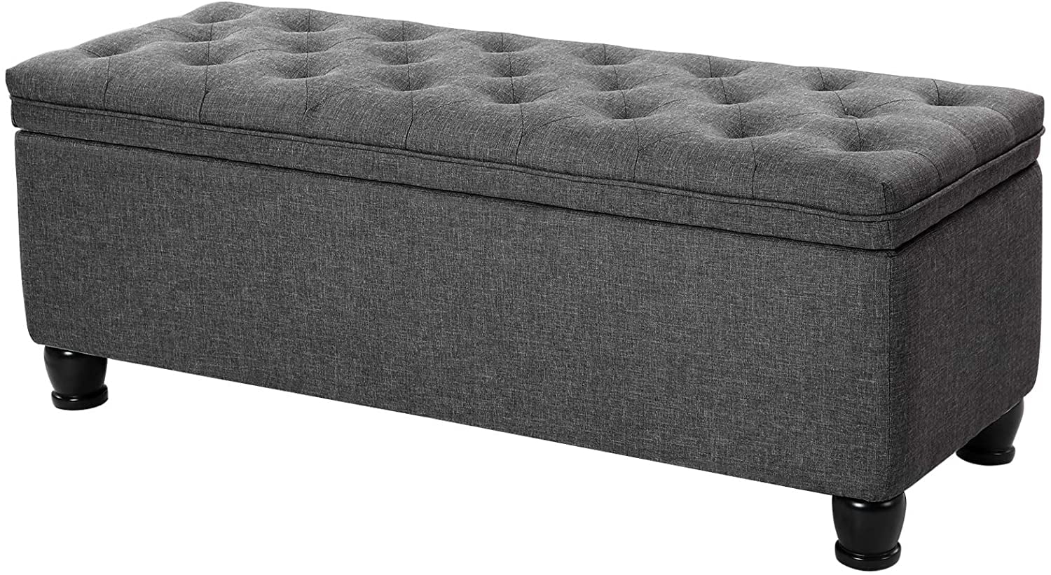 SONGMICS 46.5" Storage Ottoman Bench Storage Bench Bedroom Bench 330lb Load Capacity Solid Wood Legs Light Gray - Image 50