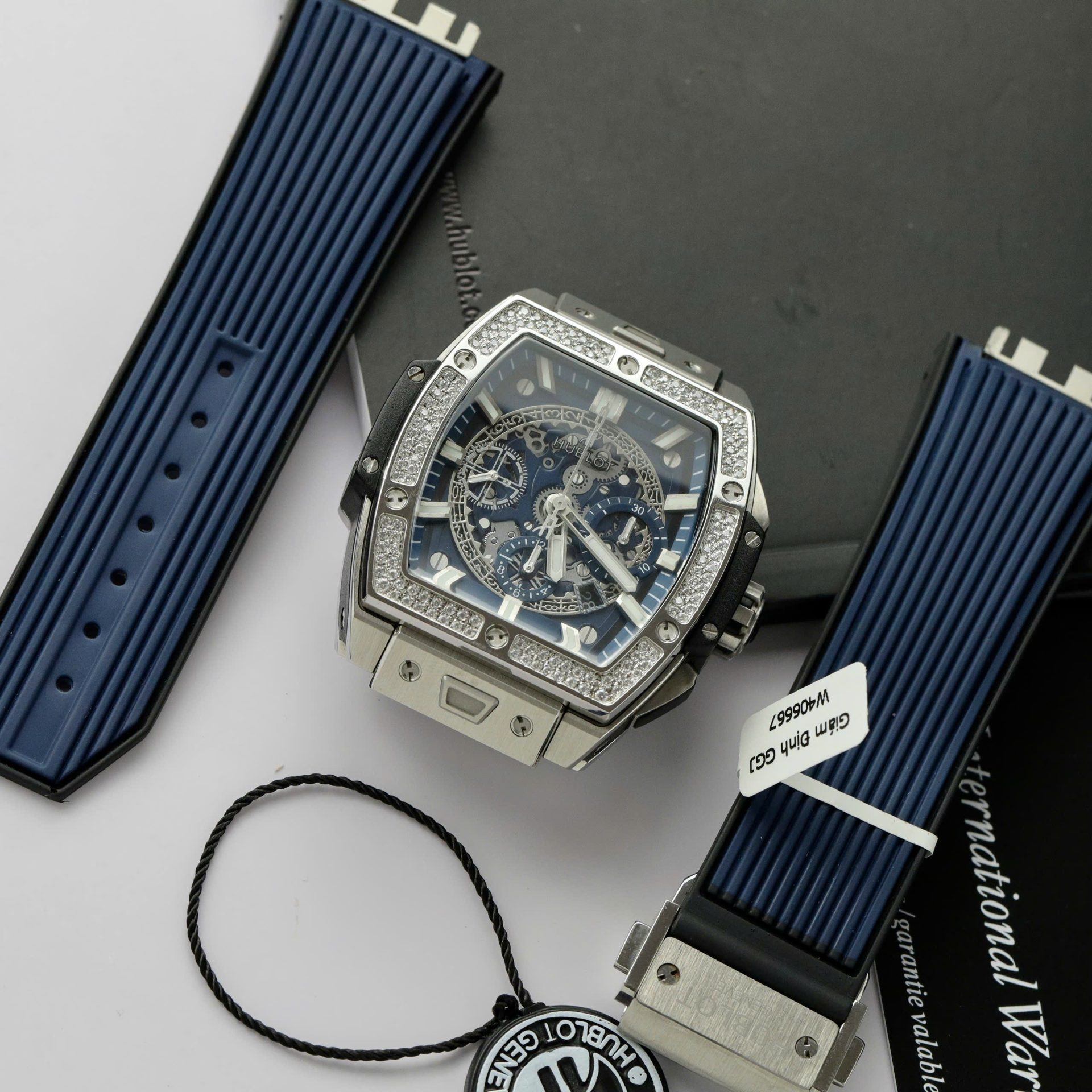 Hublot Spirit Of Big Bang Titanium Dial Blue Custom Moissanite Diamonds Hong Kong 42mm - Top club