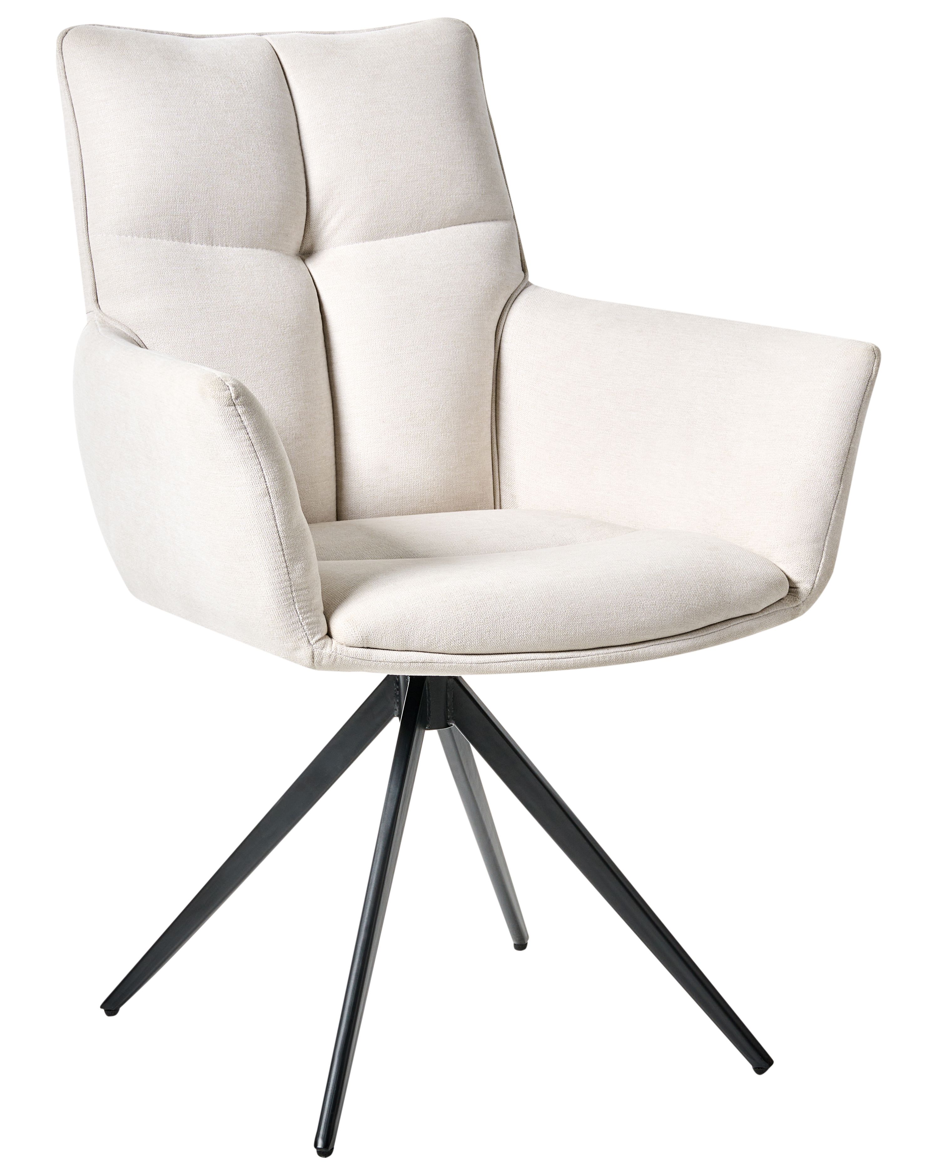 Dining Chair Swivel CORBIE Fabric Off-White