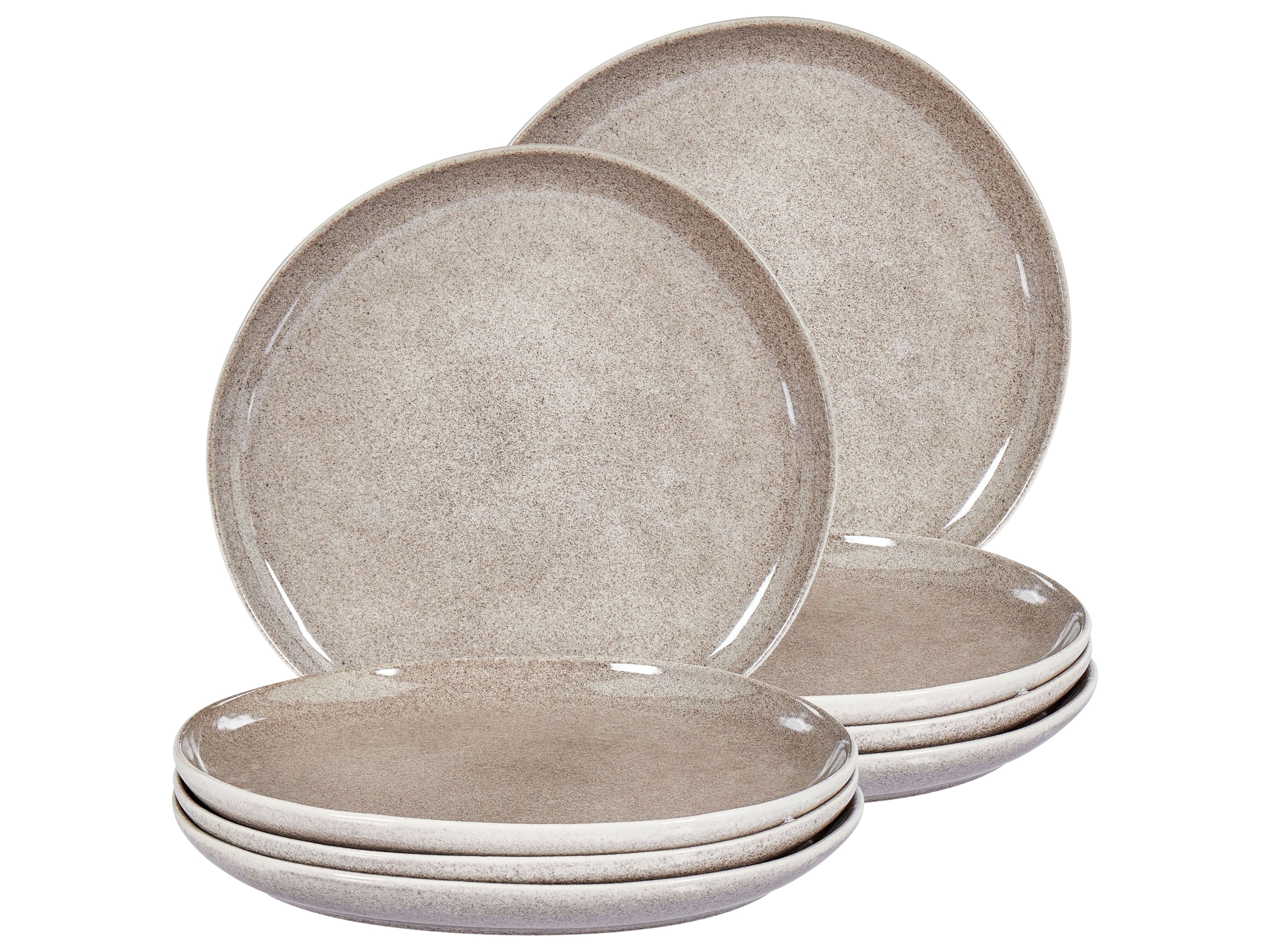 Set of 8 Dinner Plates COSTMARY Stoneware Grey