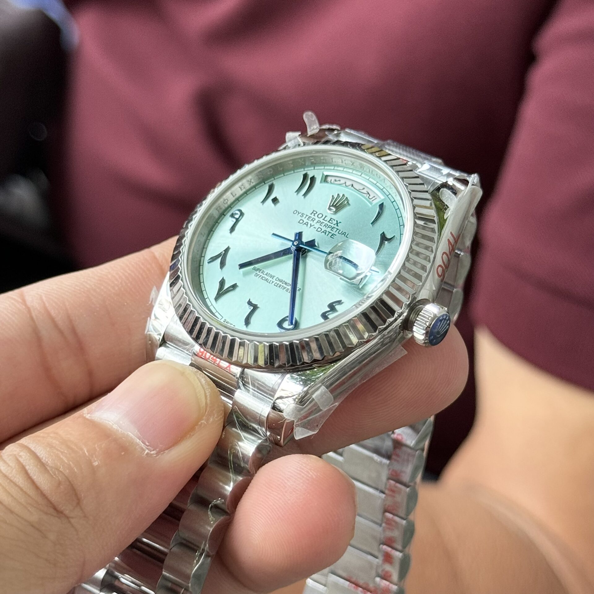 Rolex Day-Date Replica Watch Blue Dial Arabic Markers GM V2 40mm - Elite Watch Atelier