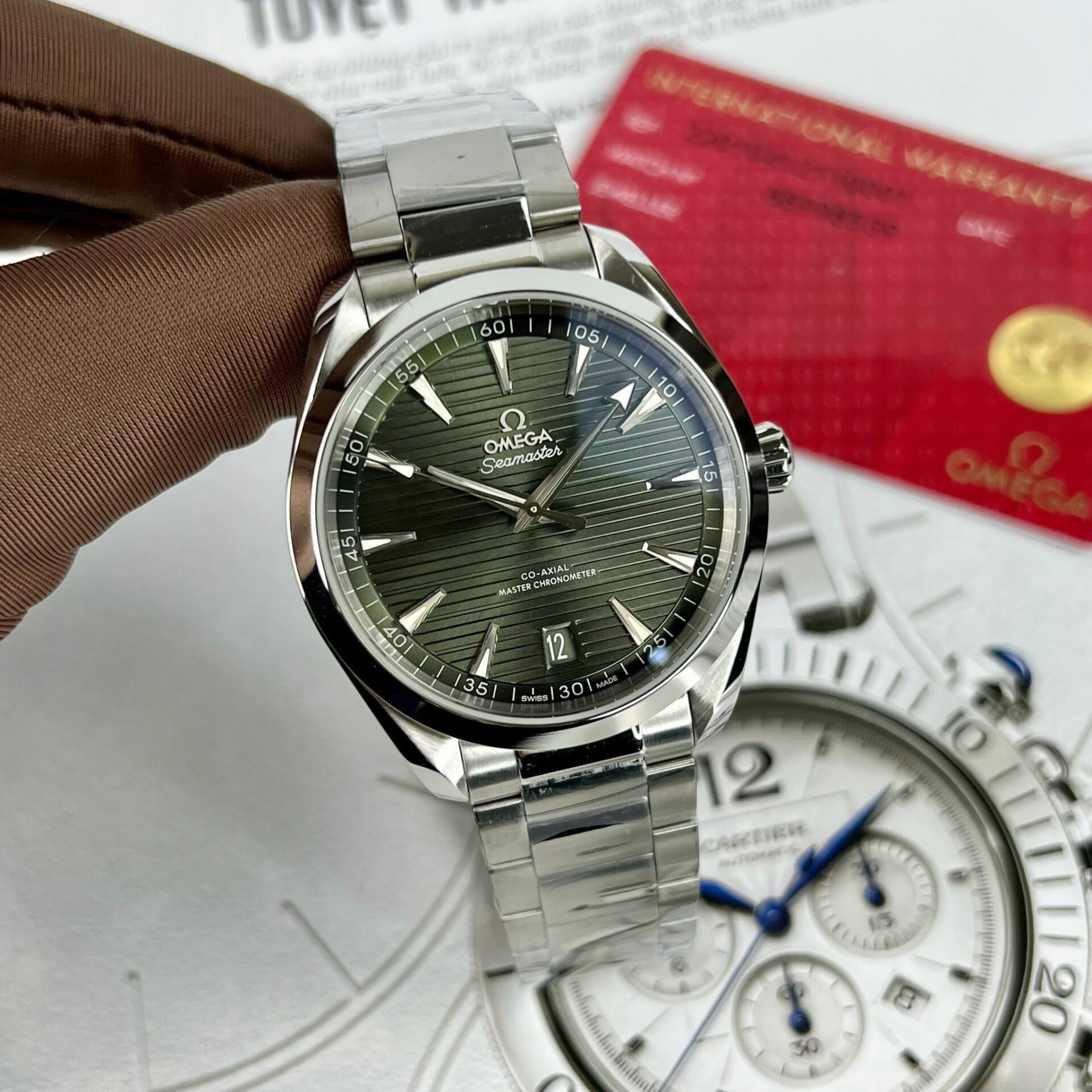Omega Replica 11 Watch Seamaster Aqua Terra Green Dial Factory VS 41mm - Elite Watch Atelier