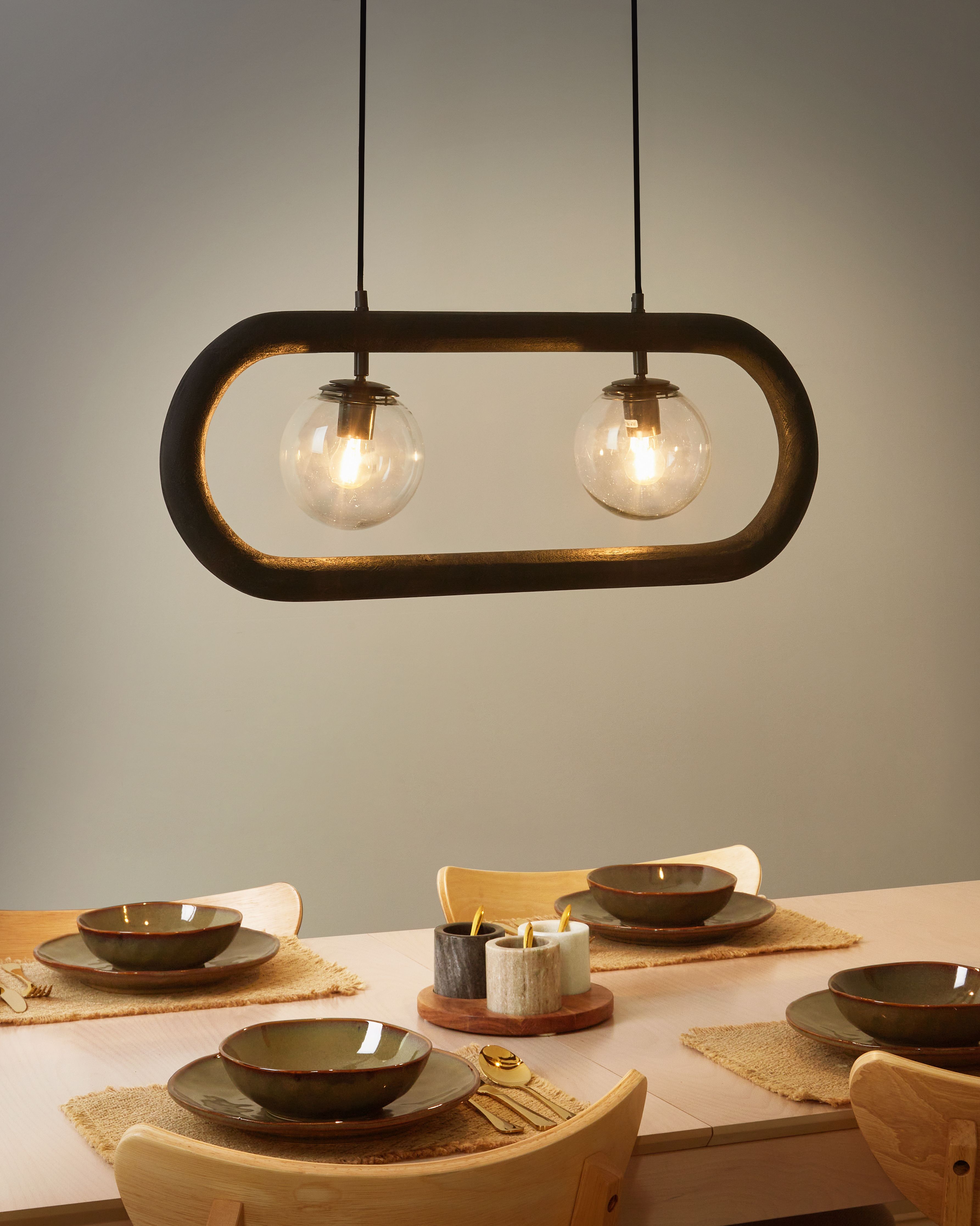 Pendant Lamp AYENSU Mango Wood Black