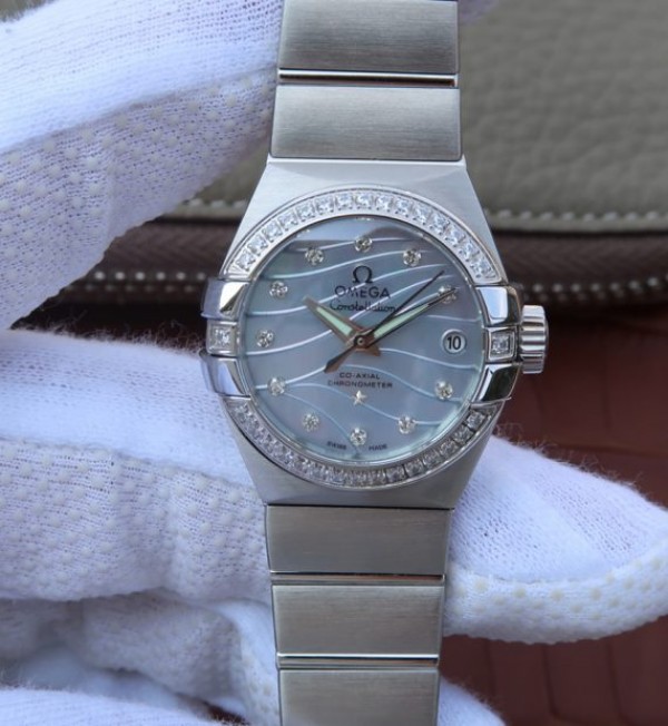 Replica Omega V6 Constellation 27mm SS Blue Dial Diamonds Markers SS Bracelet A8520 - Top club