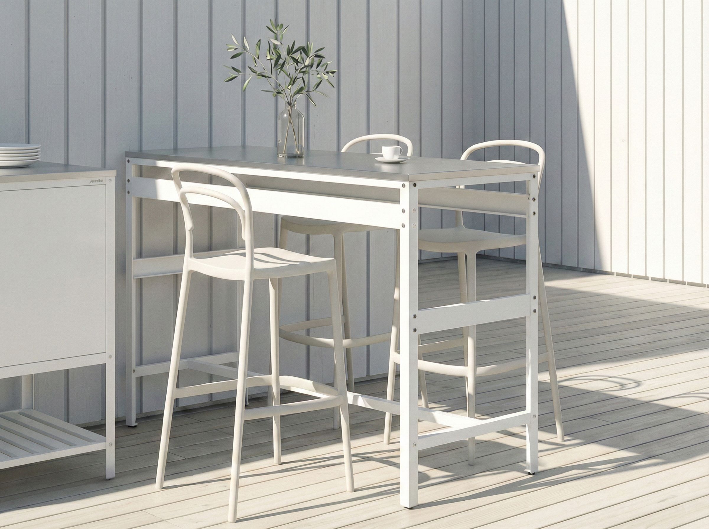 Outdoor Bar Table MAENZA 120 cm 40 cm Metal White