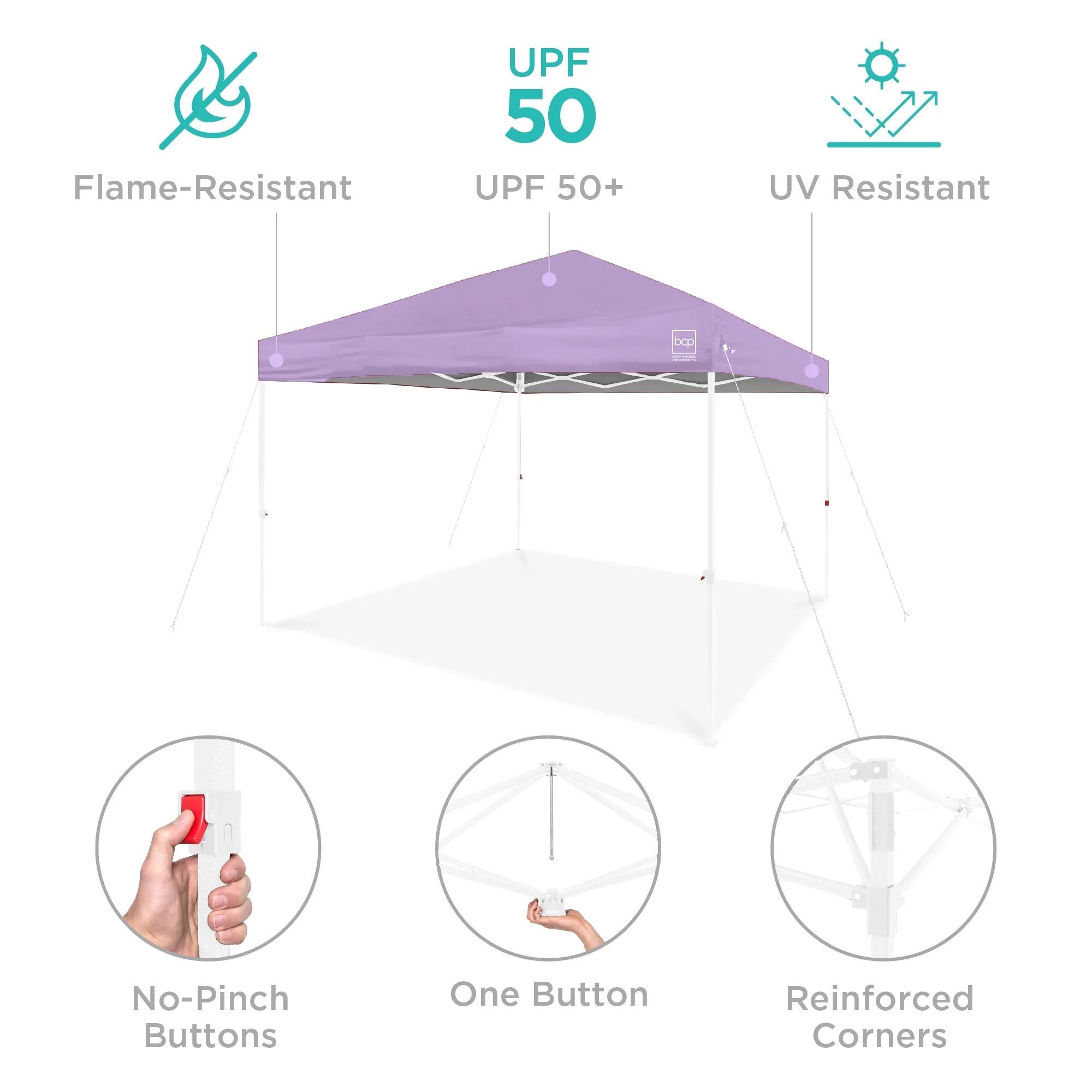 Best Choice Products 10x10ft Easy Setup Pop Up Canopy w/ 1-Button Setup, Wheeled Case, 4 Weight Bags - White - Image 27