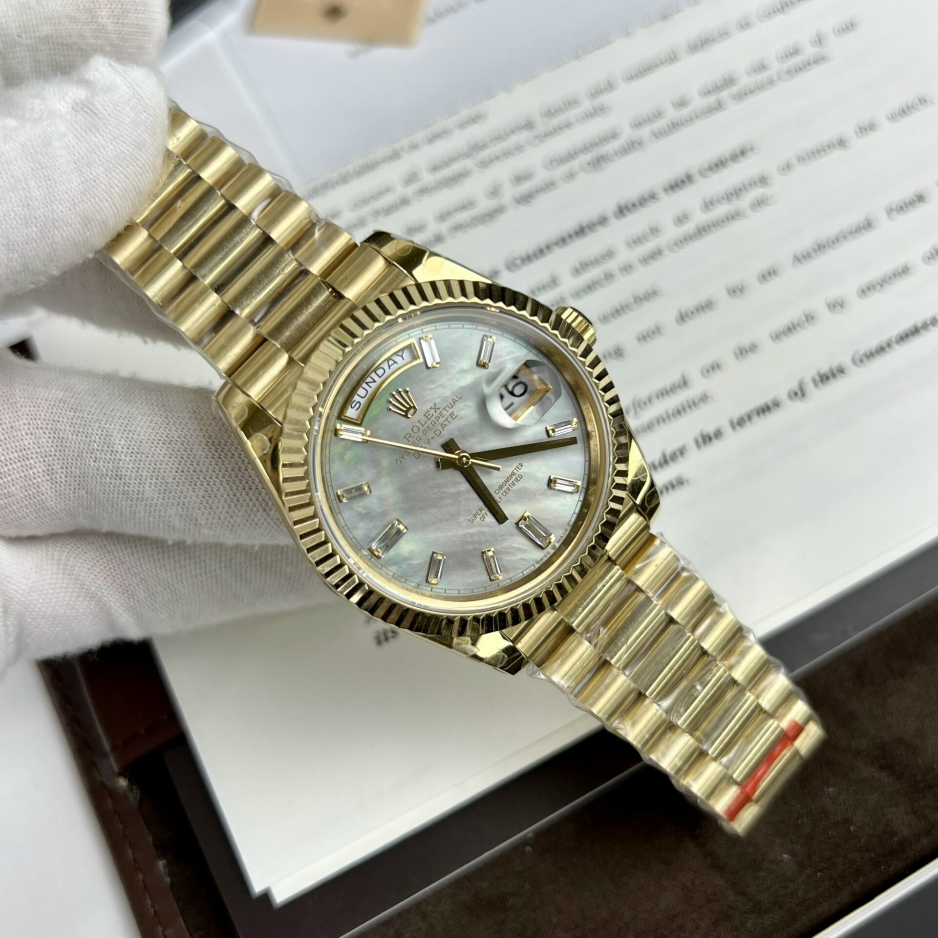 Rolex Day-Date Clone Watch Mother Of Pearl Dial TW Factory 40mm - Elite Watch Atelier