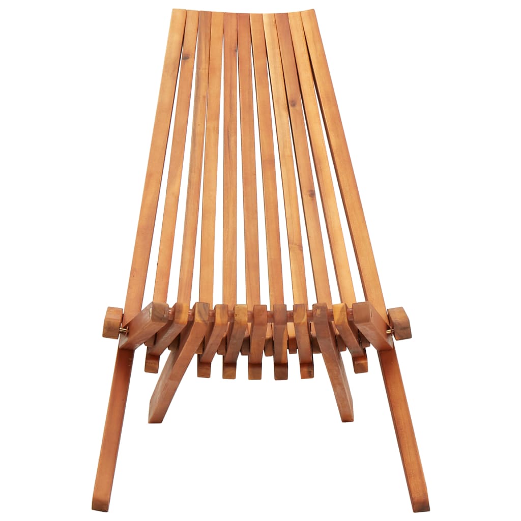 vidaXL 1/2x Solid Acacia Wood Folding Outdoor Lounge Chairs Deck Chair Seat - Image 5