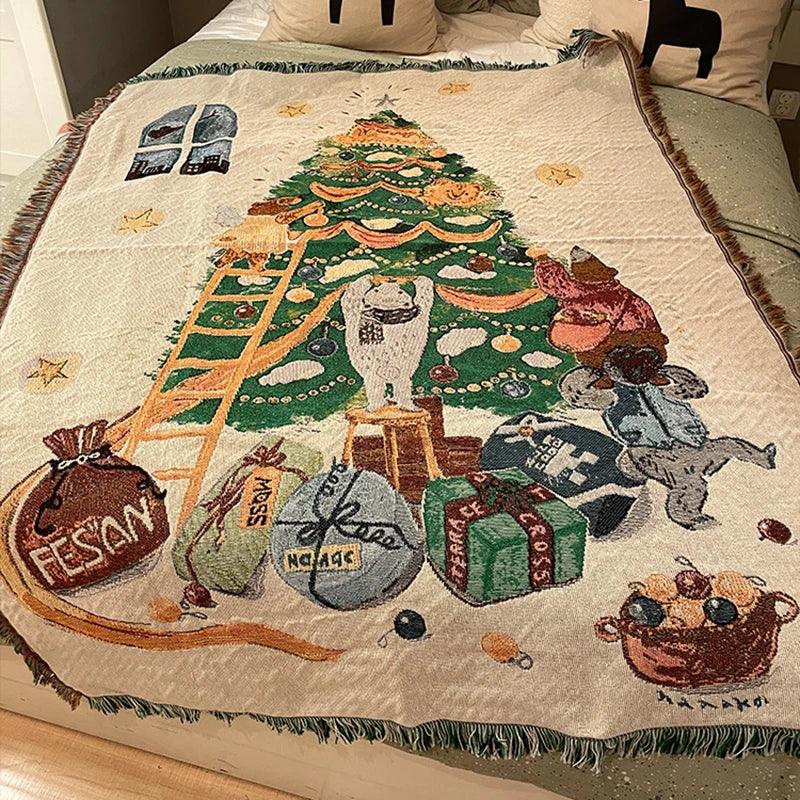 Luxe Kerstdeken van Zachte Fleece met Notenkraker en Sterrenontwerp voor Decoratie en Warmte