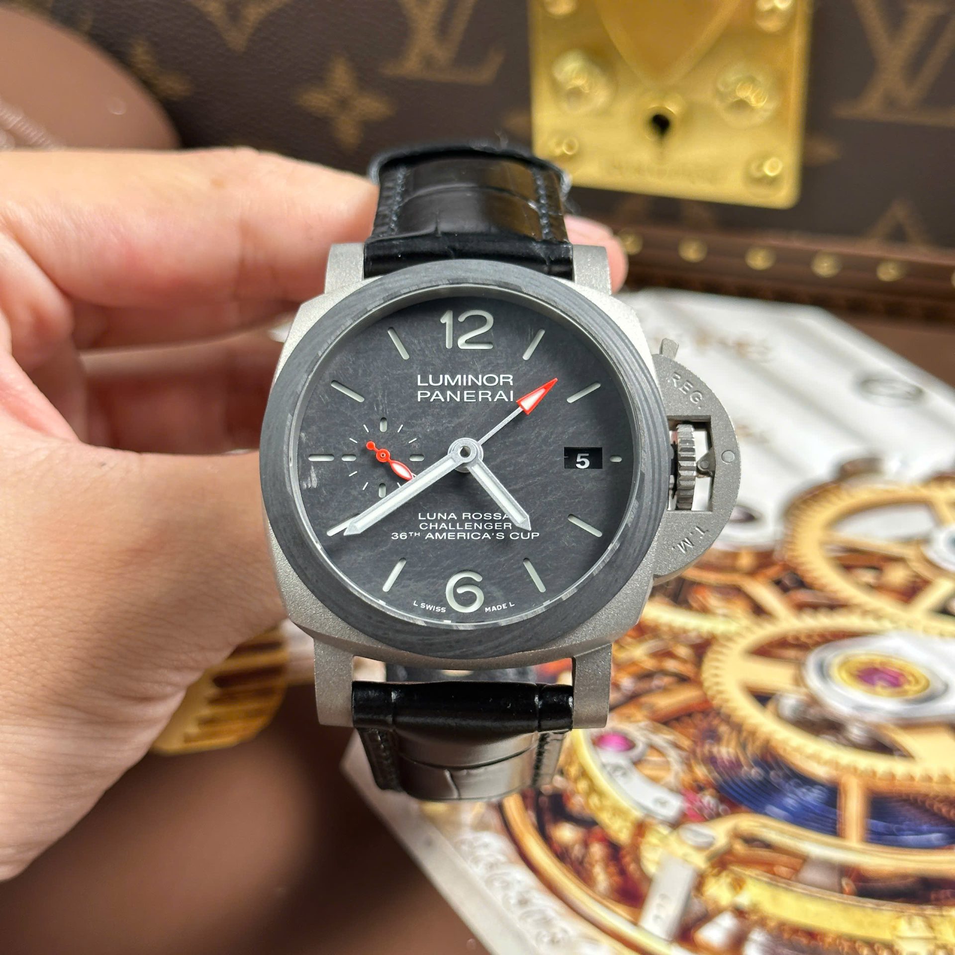 Panerai Luminor GMT PAM1096 Luxury Fake Wathes Automatic Movement Leather Strap VS Factory 42mm - Elite Watch Atelier