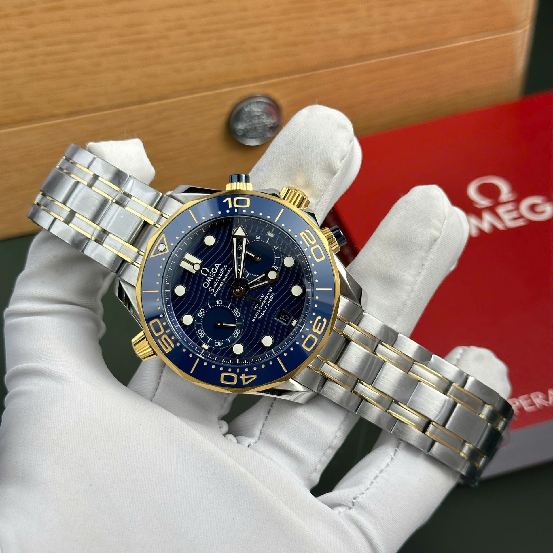 Omega Seamaster Diver 300M Chronograph Replica 11 Watch Dial Blue N1 Factory 44mm - Elite Watch Atelier