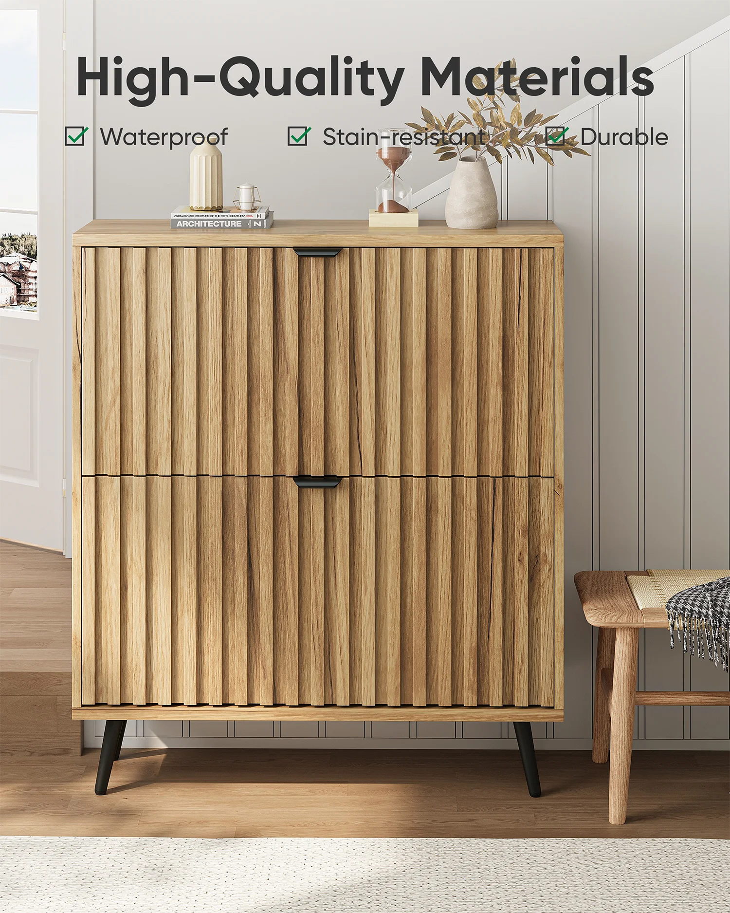 Smart FENDEE Shoe Cabinet with 2 Flip Drawers Freestanding 24 Pair Shoe Storage Cabinet for Entryway - Image 12