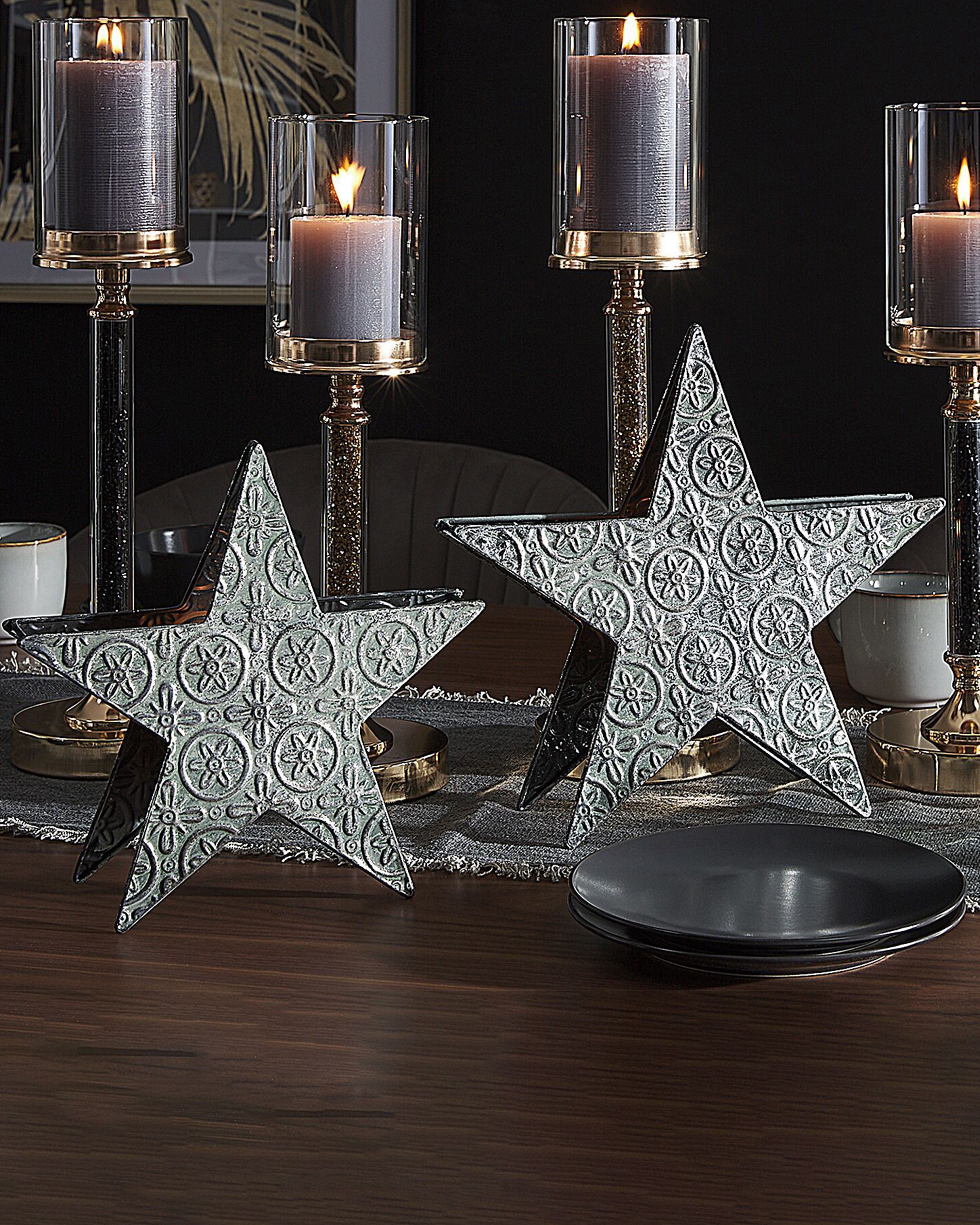 Set of 2 Candle Holders TORNIO Metal 30/26 cm Silver