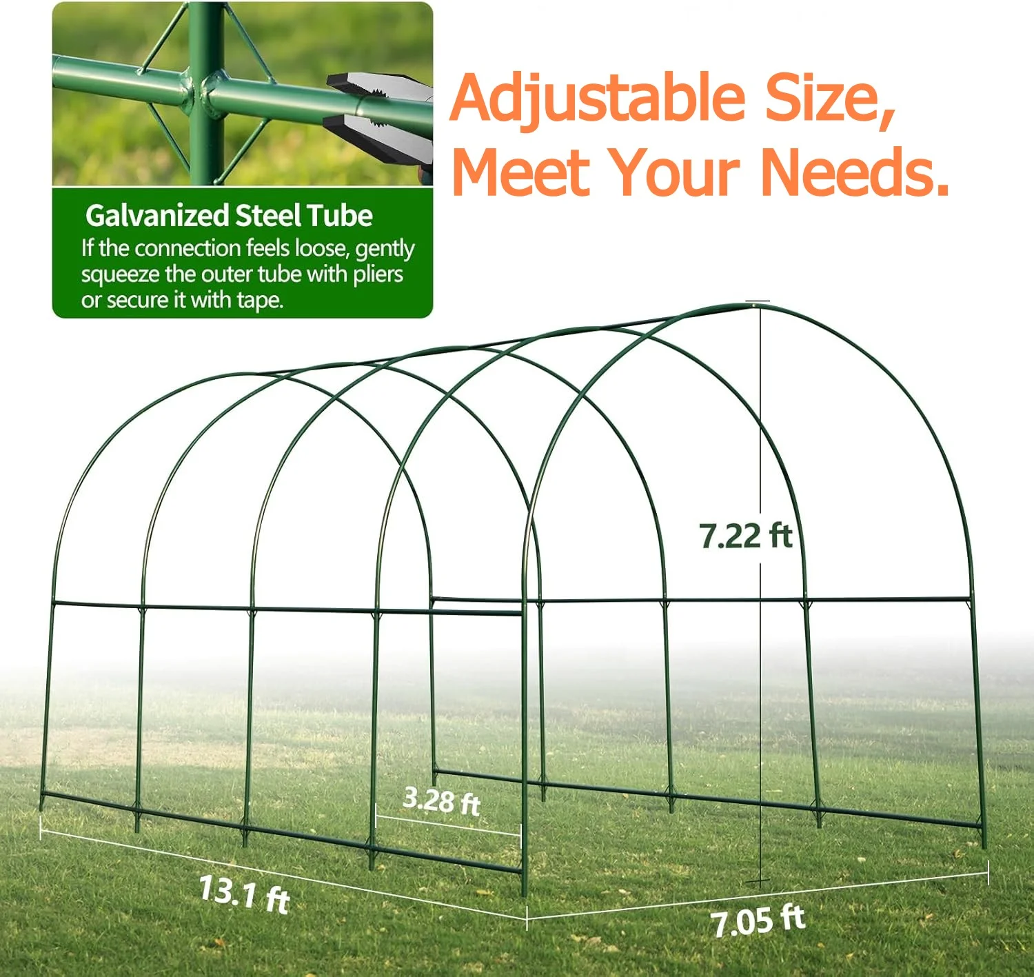 SHZOND Metal Garden Support Arch Frame for Climbing Plants, 158 x 84.6 x 86.6 Inch Large Plant Climbing Arbor Arch for Vines, Weddings & Backyard Decoration (Green)