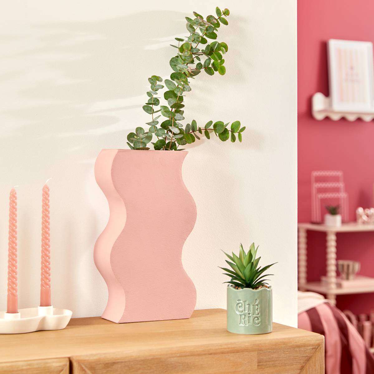 Vase "Cheri" Rose, H.35 cm