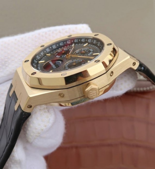 Replica Audemars Piguet JF Royal Oak 41mm 26574 YG Black Dial Leather Strap A5134 - Top club