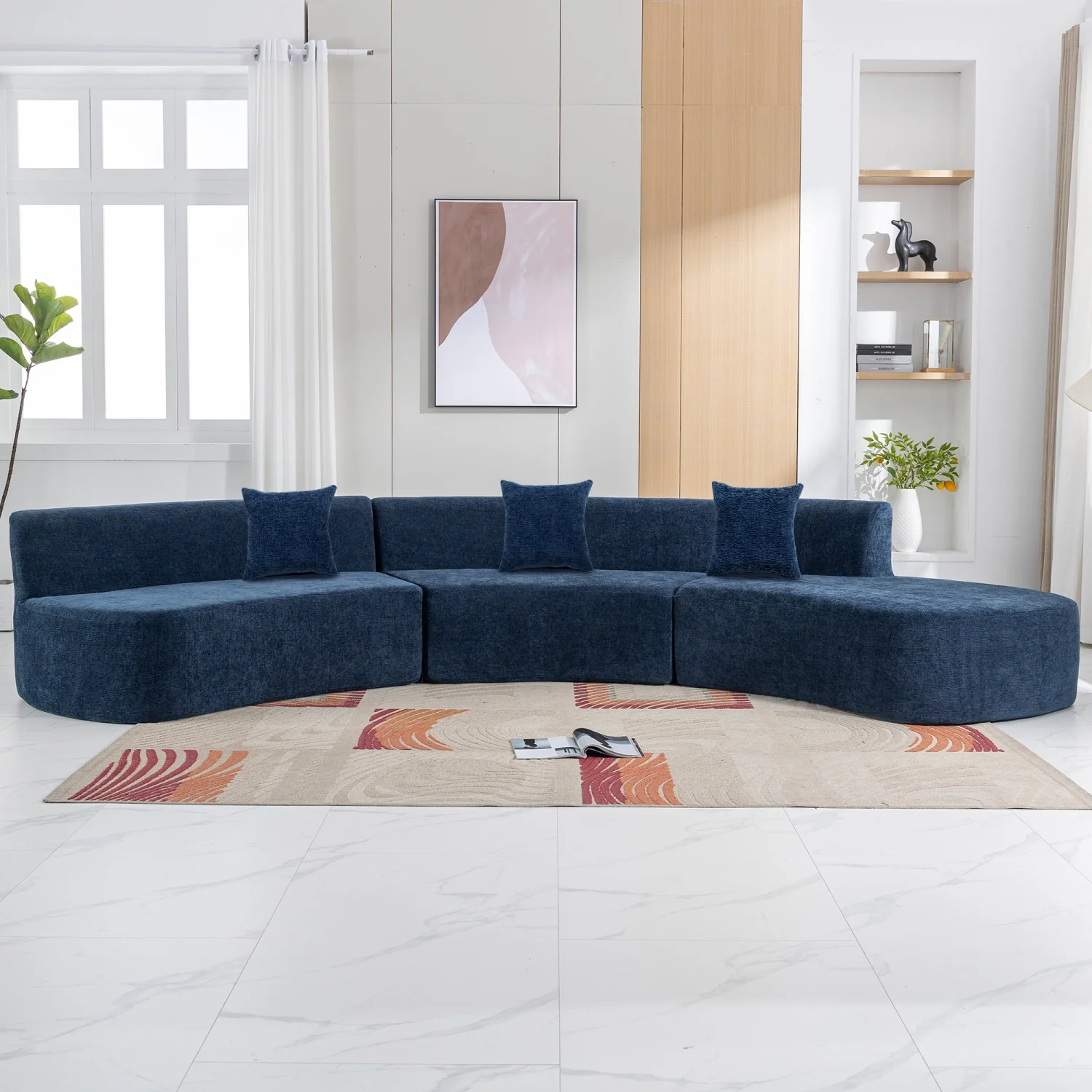 Harper & Bright Designs Modern Curved Floor Sofa Set, Modular Sectional Sponge Couch for Living Room, 2 PC Free Combination No Assembly Foam-Filled Sofa, Beige - Image 64