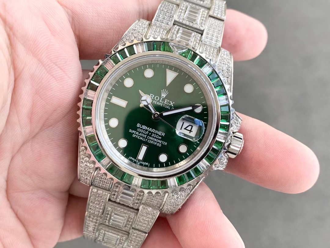 Rolex Submariner Special Diamonds - Green Diamonds - All Diamonds - 40mm(1:1 replica) - Top club