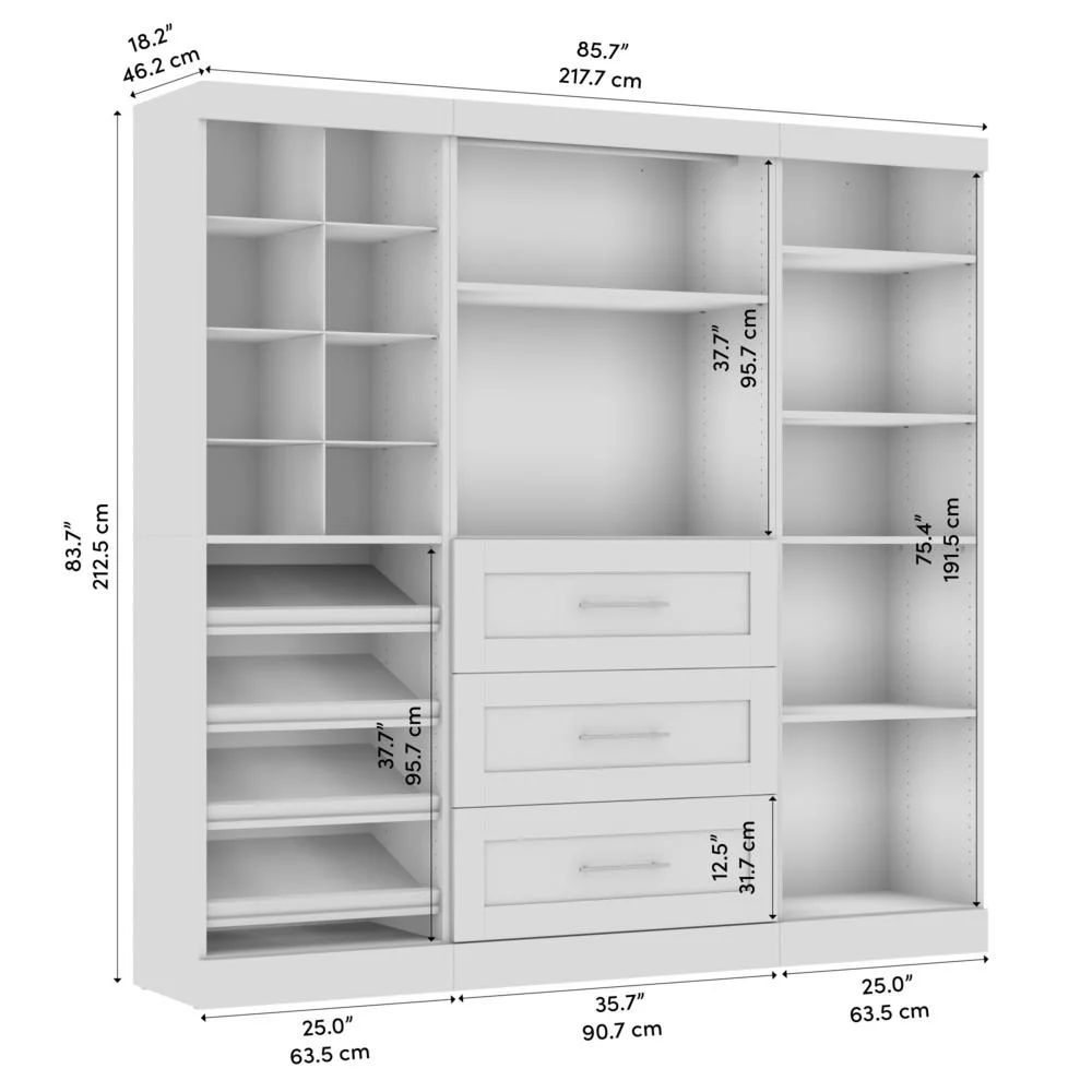 Bestar Pur 86W Closet Organizer System in White - Engineered Wood - Image 19