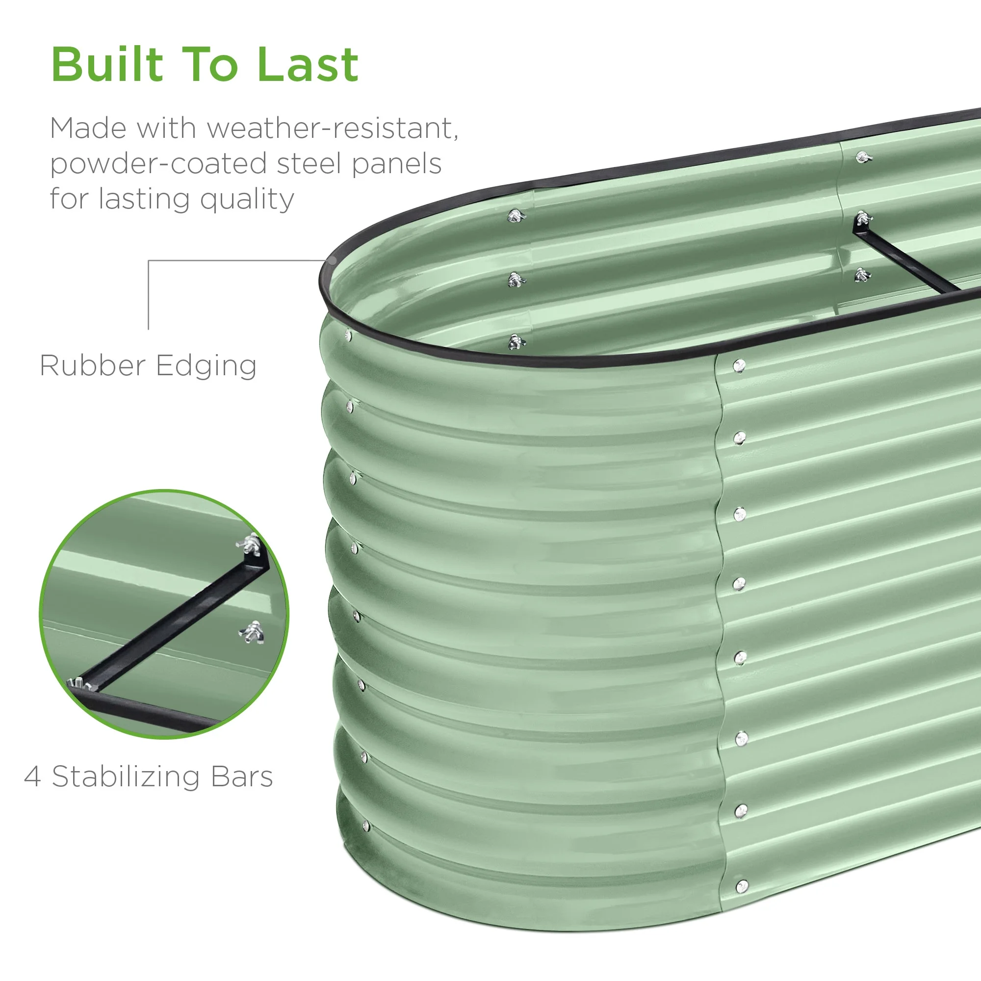 Best Choice Products 8x2x2ft Metal Raised Garden Bed, Oval Outdoor Planter Box w/ 4 Support Bars - Charcoal - Image 28