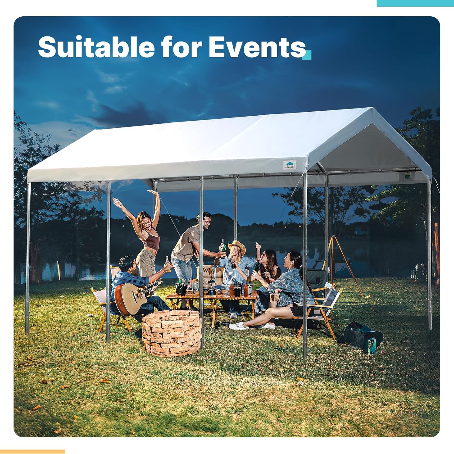 ADVANCE OUTDOOR Heavy Duty Portable Carport 10x20 ft, Beige - Image 6 ADVANCE OUTDOOR Heavy Duty Portable Carport 10x20 ft, Beige - Image 6
