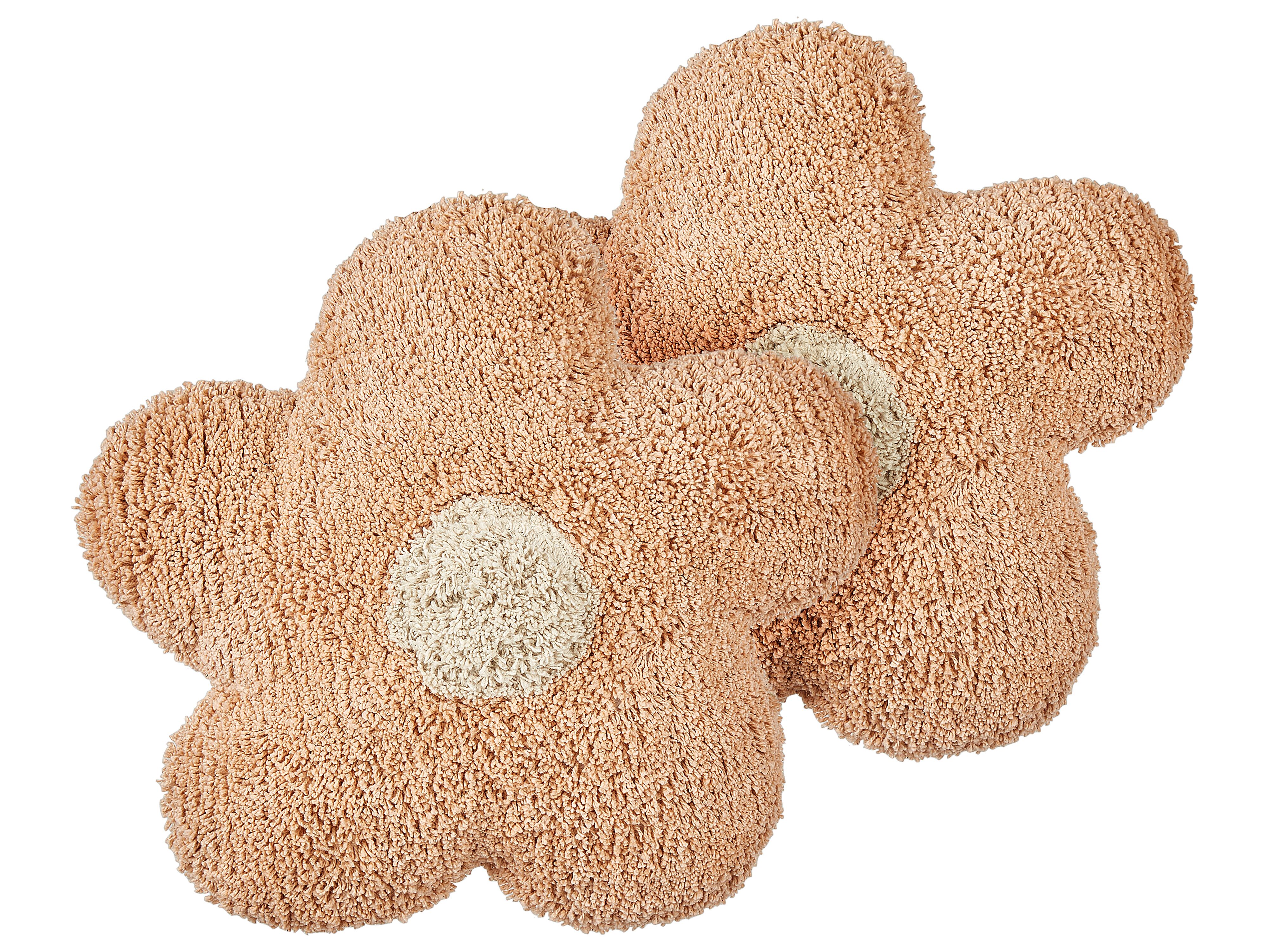 Set of 2 Decorative Cushions SORREL Cotton 30 x 30 cm Peach Pink Flower