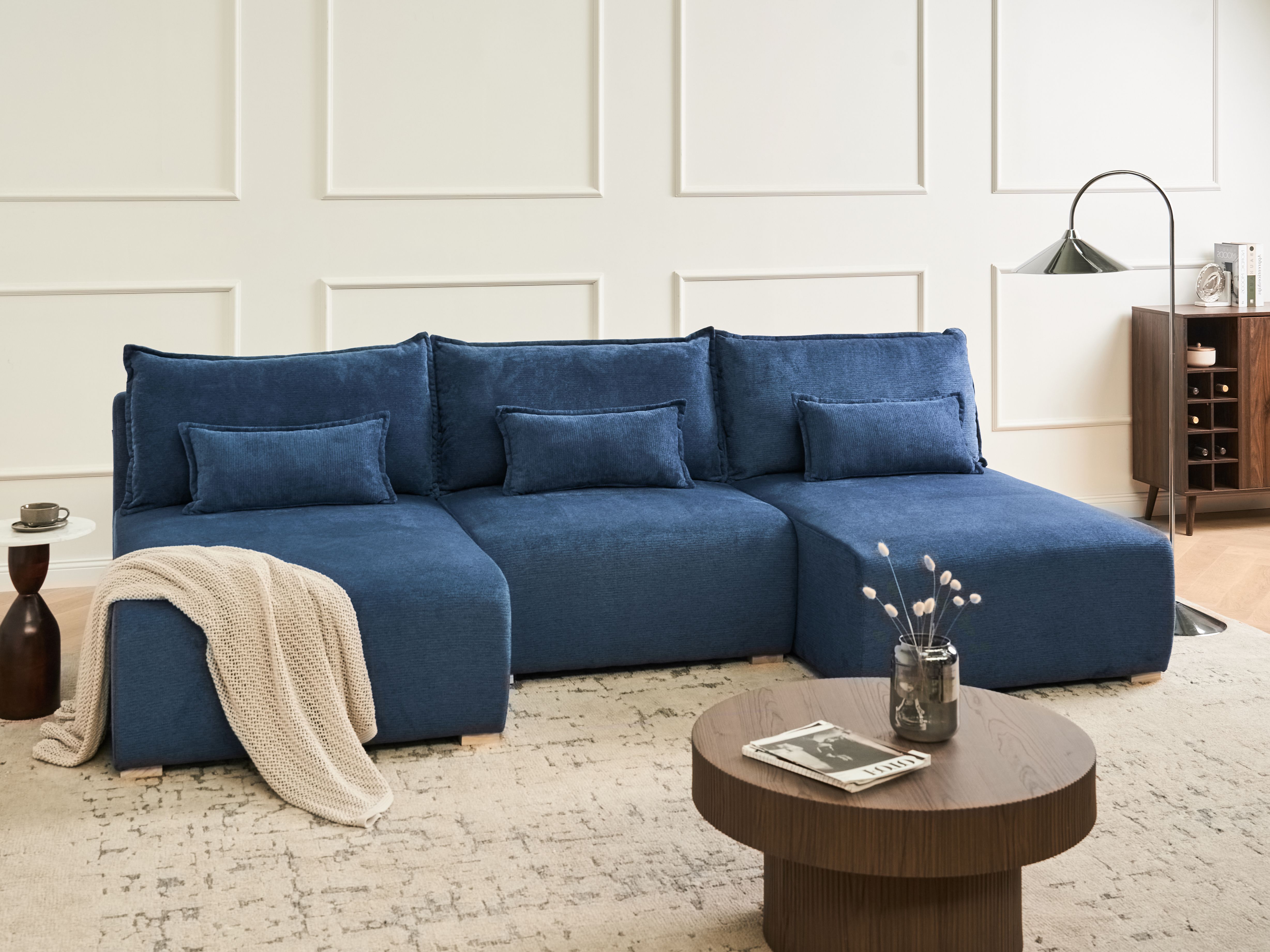 Modular U-Shape Sofa NERBO Fabric Blue