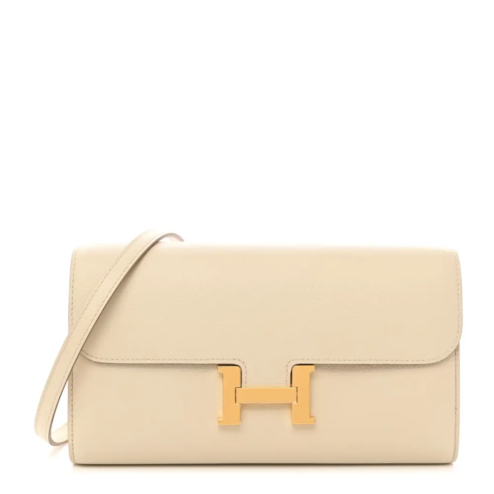 Hermès Béton Evercolor Leather Constance Wallet To Go Gold Hardware1:1High-quality replica