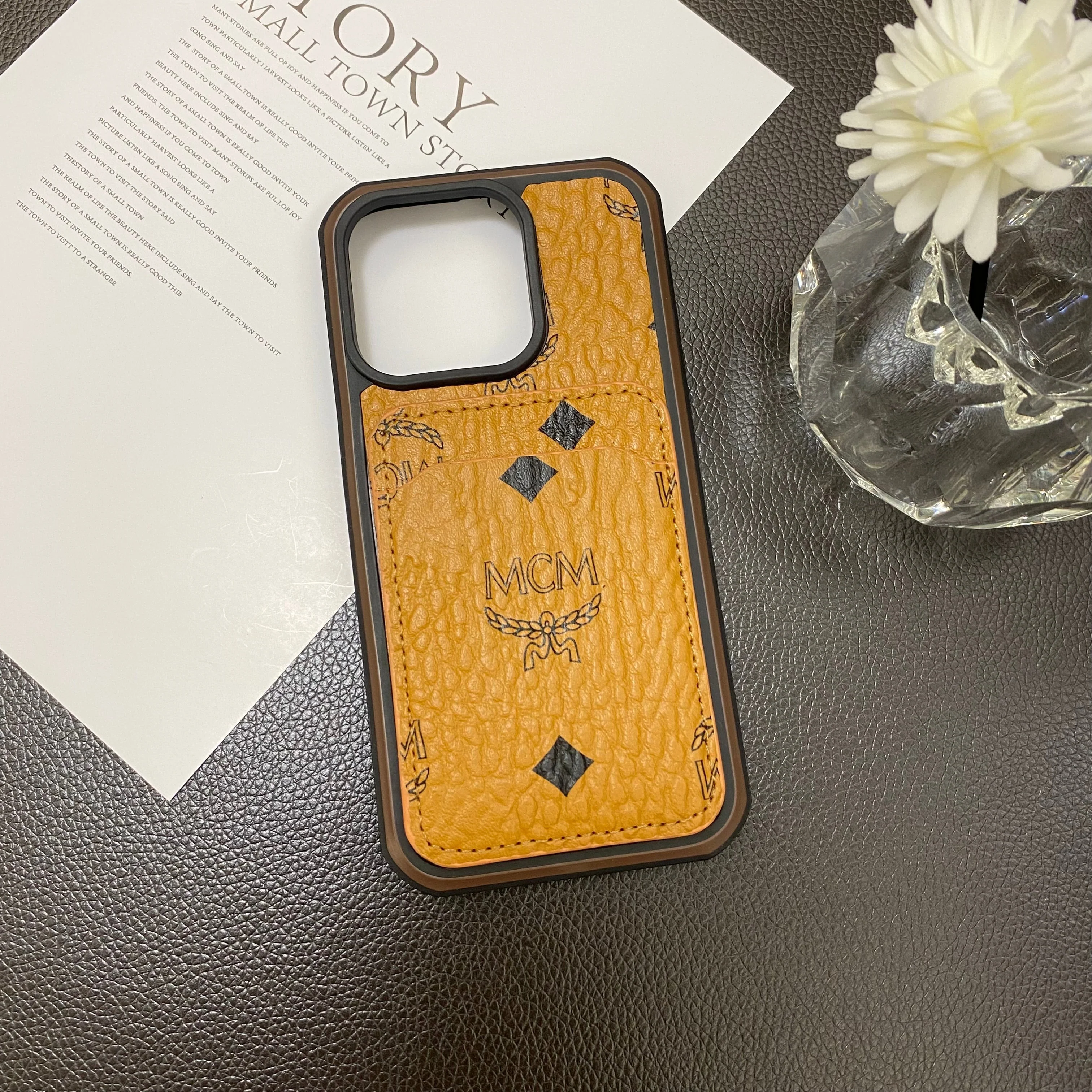MCM iPhone Case With Card Holder  Yellow-MCK240603 - Wholesale & Influencer