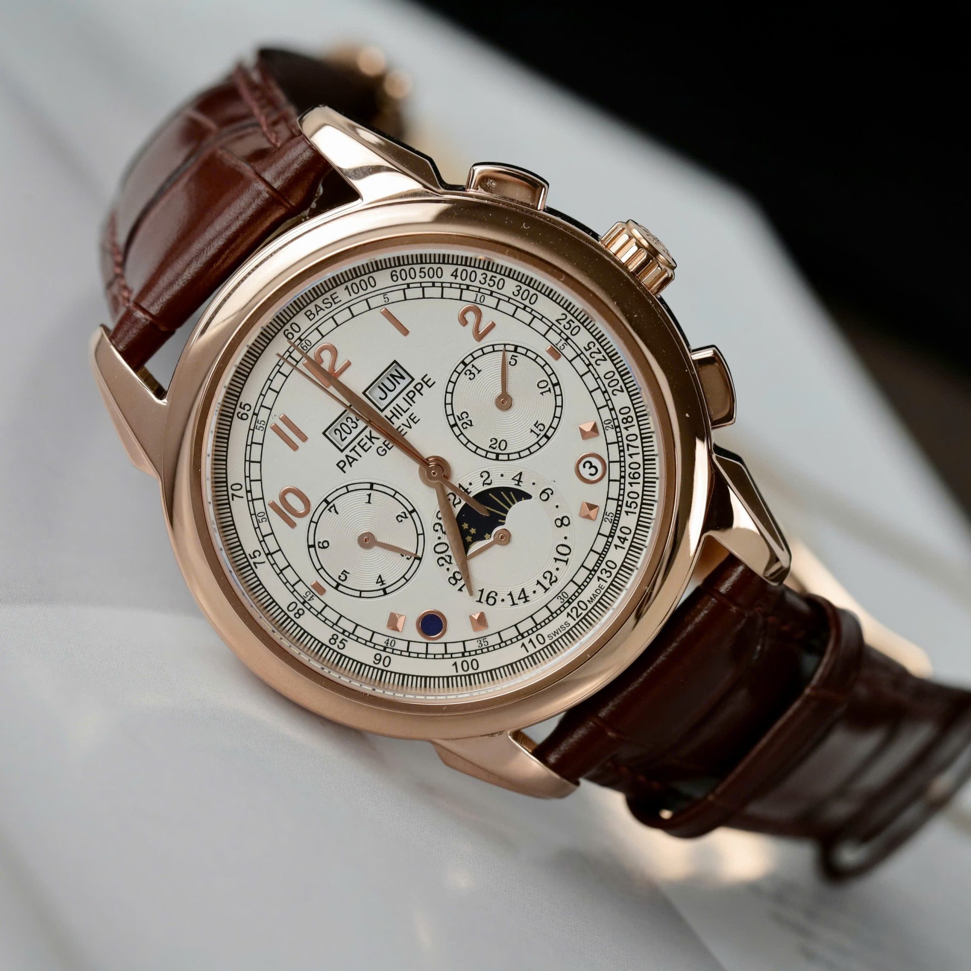 Patek Philippe Fake Watch Perpetal Calendar 5270 White Dial Leather Strap 41mm - Top club